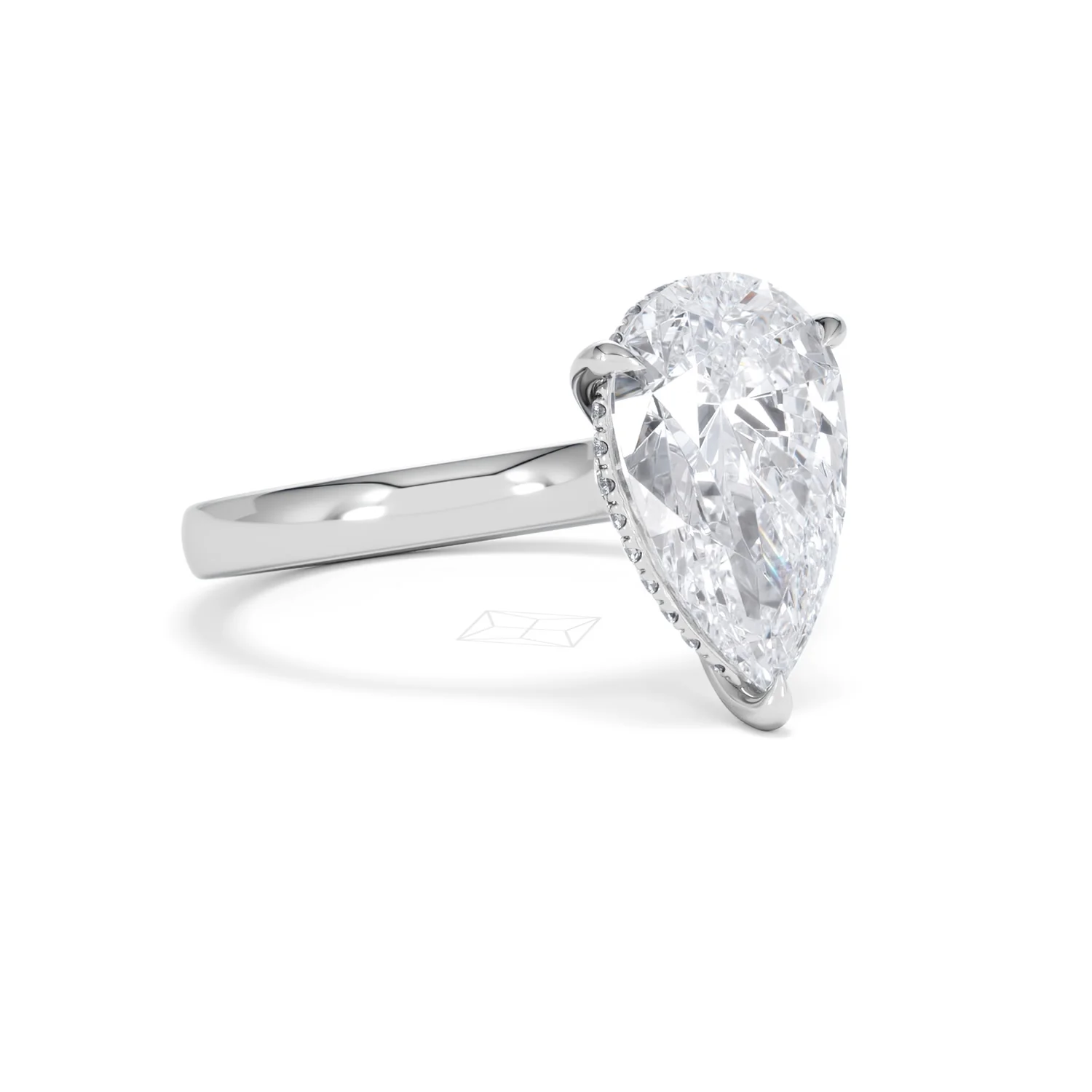 Amora Pear 3.11ct Hidden Halo Lab Diamond Engagement Ring G/VS Set in Platinum - Image 15