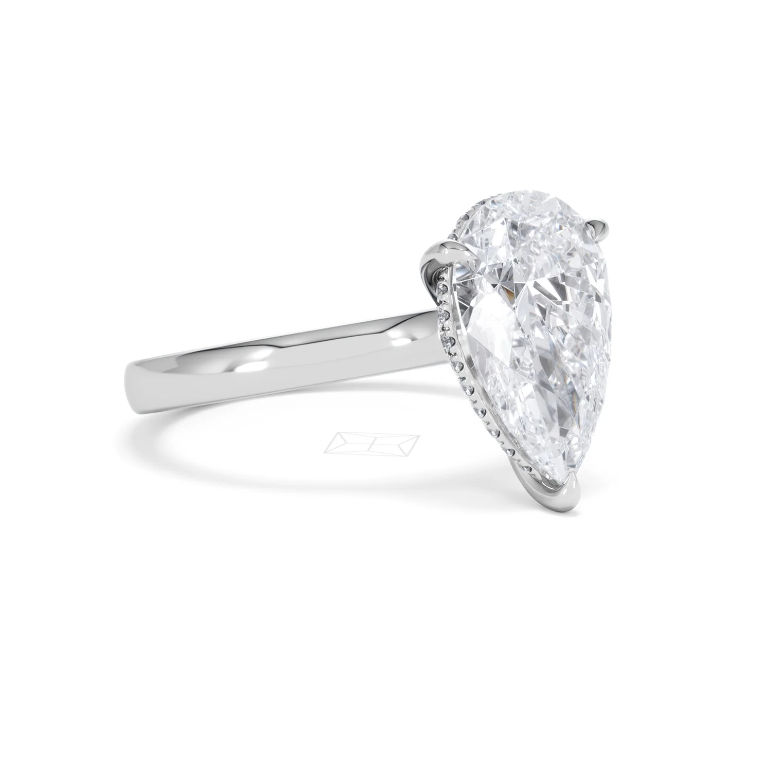 Amora Pear 3.11ct Hidden Halo Lab Diamond Engagement Ring G/VS Set in Platinum - Image 16