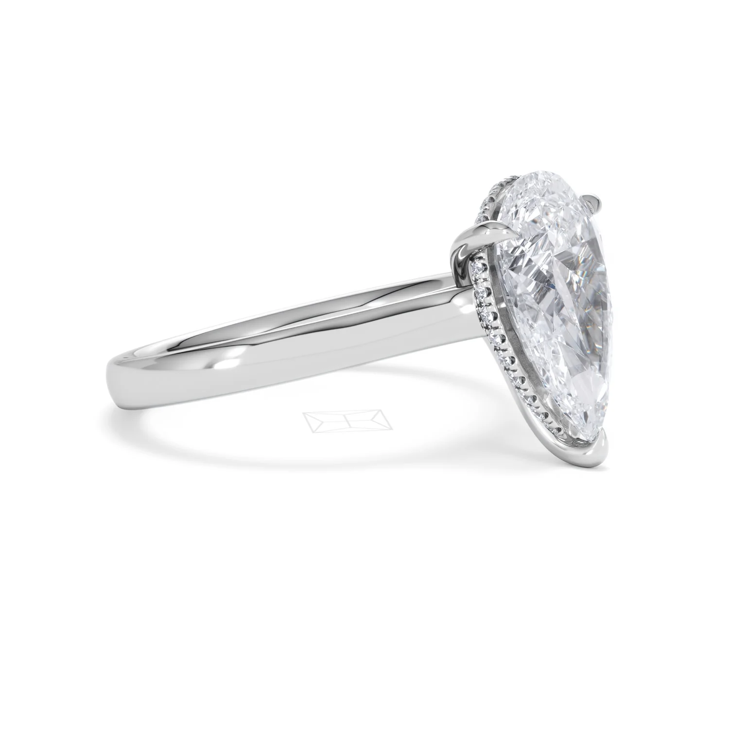 Amora Pear 3.11ct Hidden Halo Lab Diamond Engagement Ring G/VS Set in Platinum - Image 20