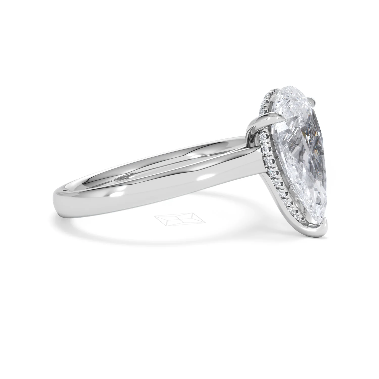 Amora Pear 3.11ct Hidden Halo Lab Diamond Engagement Ring G/VS Set in Platinum - Image 22