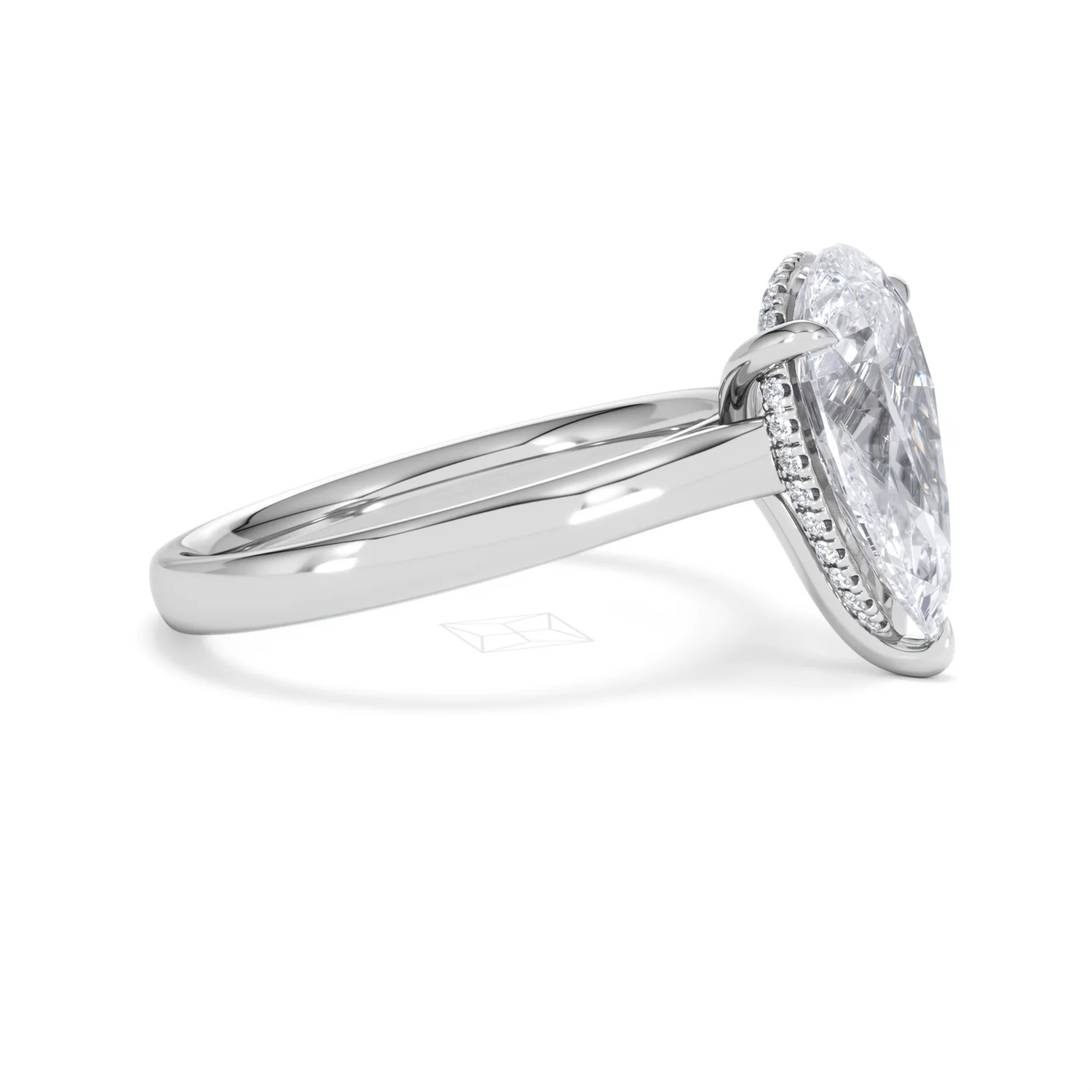 Amora Pear 3.11ct Hidden Halo Lab Diamond Engagement Ring G/VS Set in Platinum - Image 23