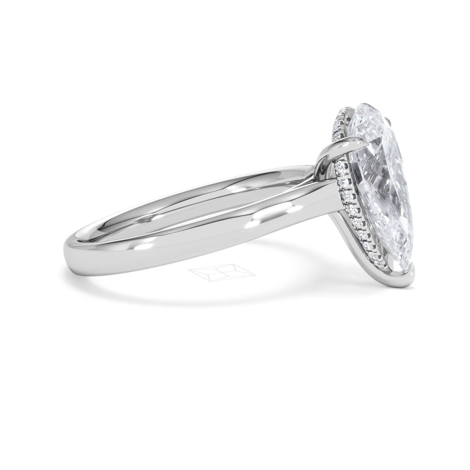 Amora Pear 3.11ct Hidden Halo Lab Diamond Engagement Ring G/VS Set in Platinum - Image 24