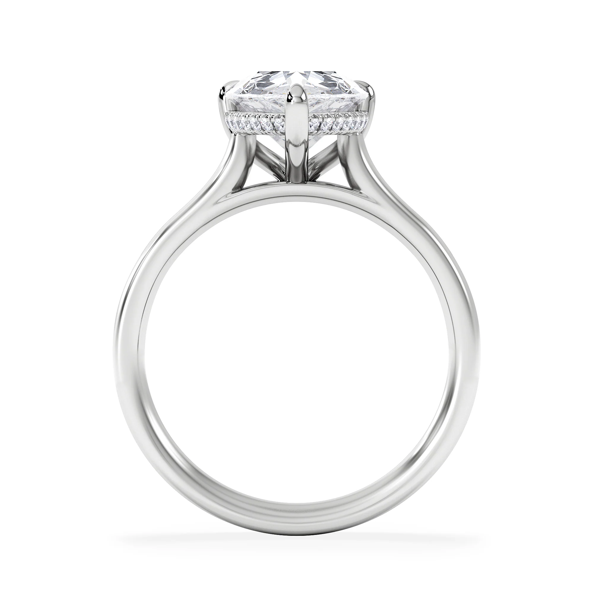 Amora Pear 3.11ct Hidden Halo Lab Diamond Engagement Ring G/VS Set in Platinum - Image 3