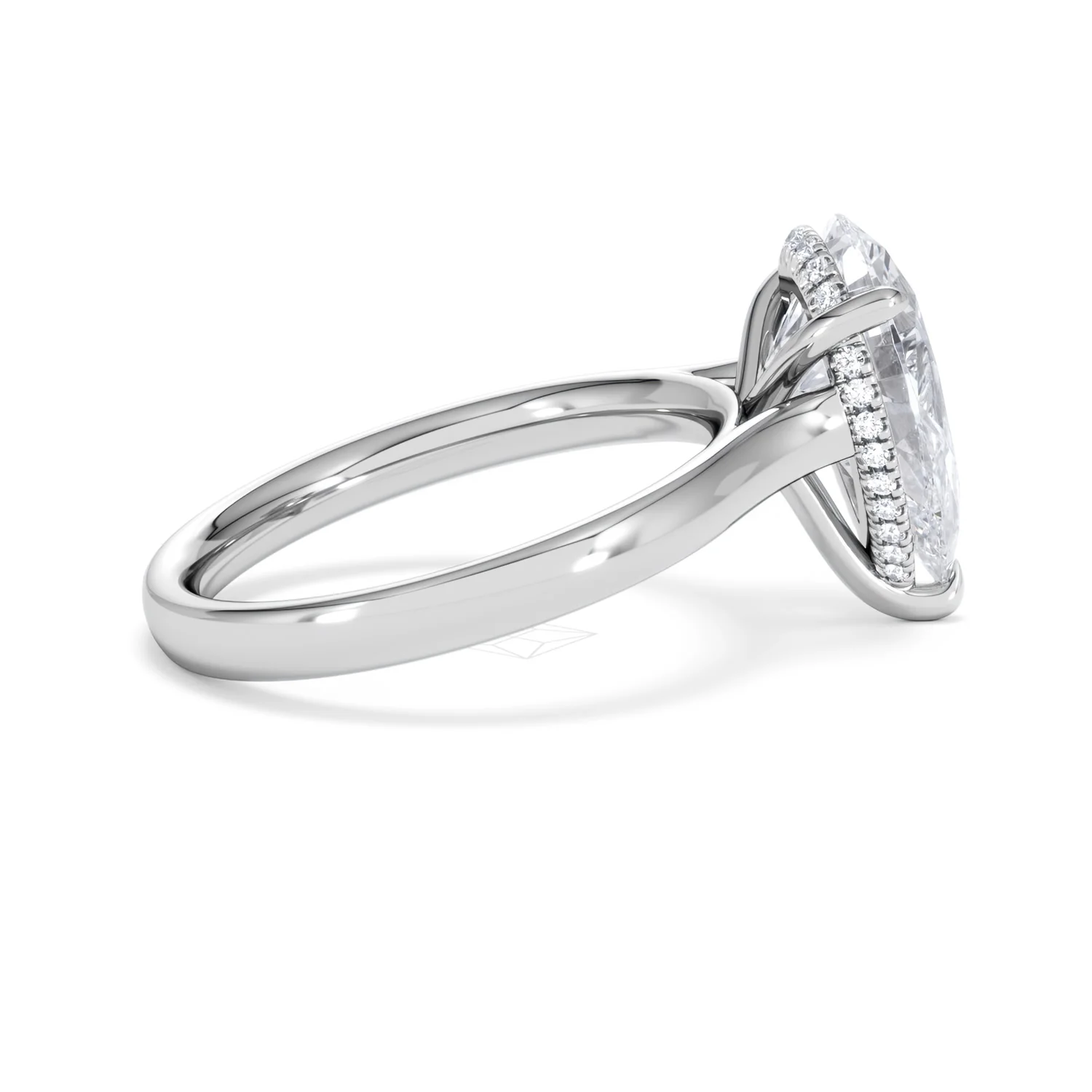 Amora Pear 3.11ct Hidden Halo Lab Diamond Engagement Ring G/VS Set in Platinum - Image 30