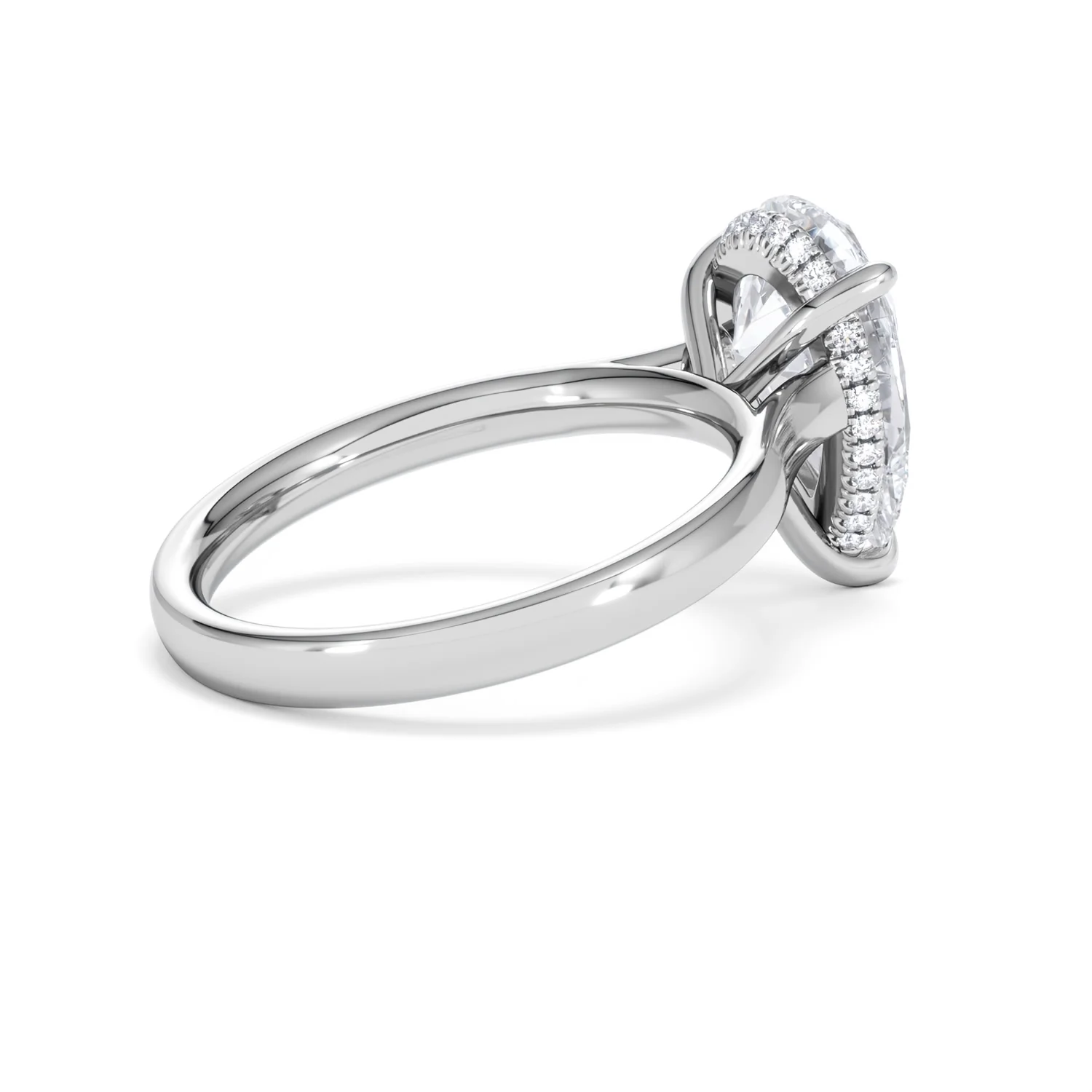 Amora Pear 3.11ct Hidden Halo Lab Diamond Engagement Ring G/VS Set in Platinum - Image 35