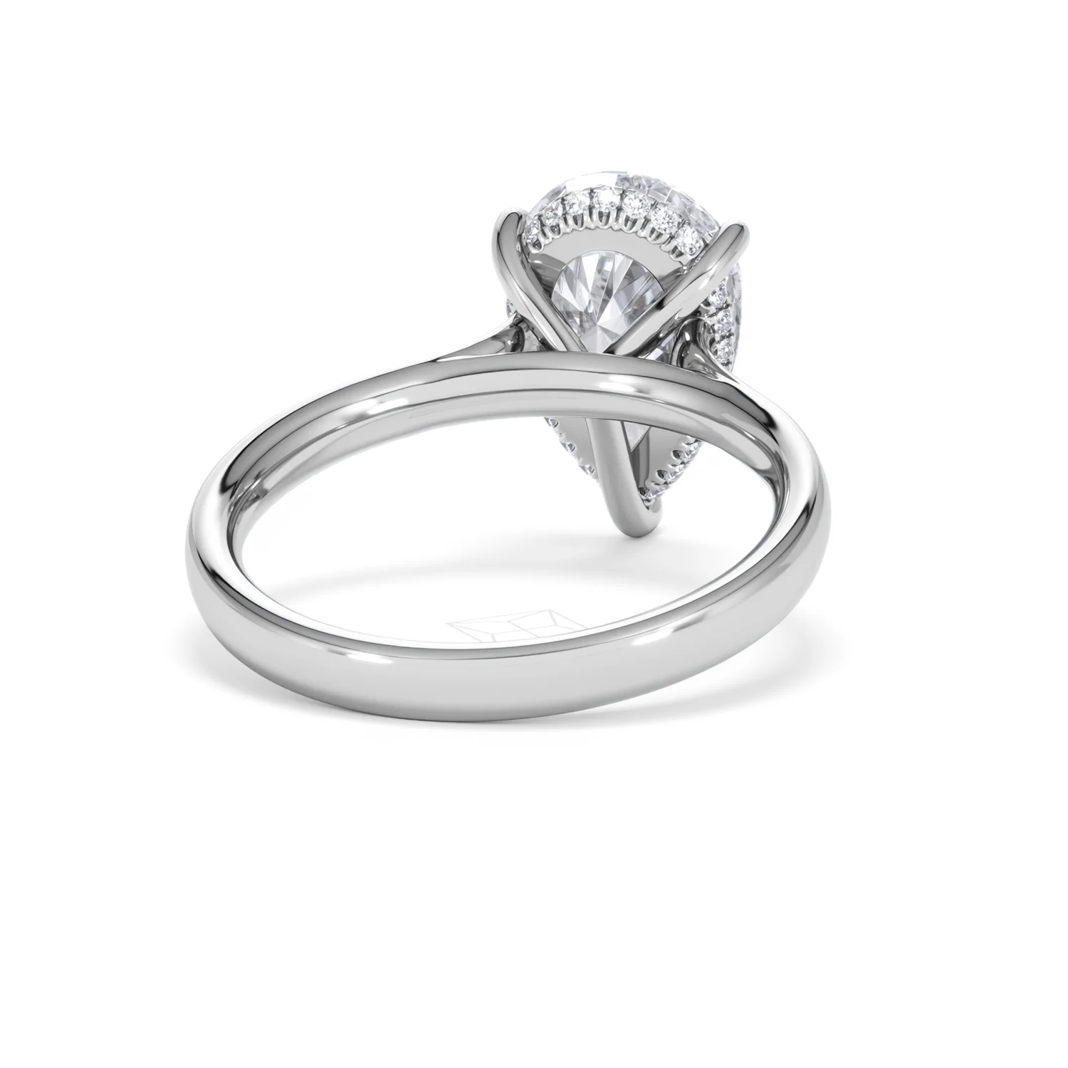 Amora Pear 3.11ct Hidden Halo Lab Diamond Engagement Ring G/VS Set in Platinum - Image 44