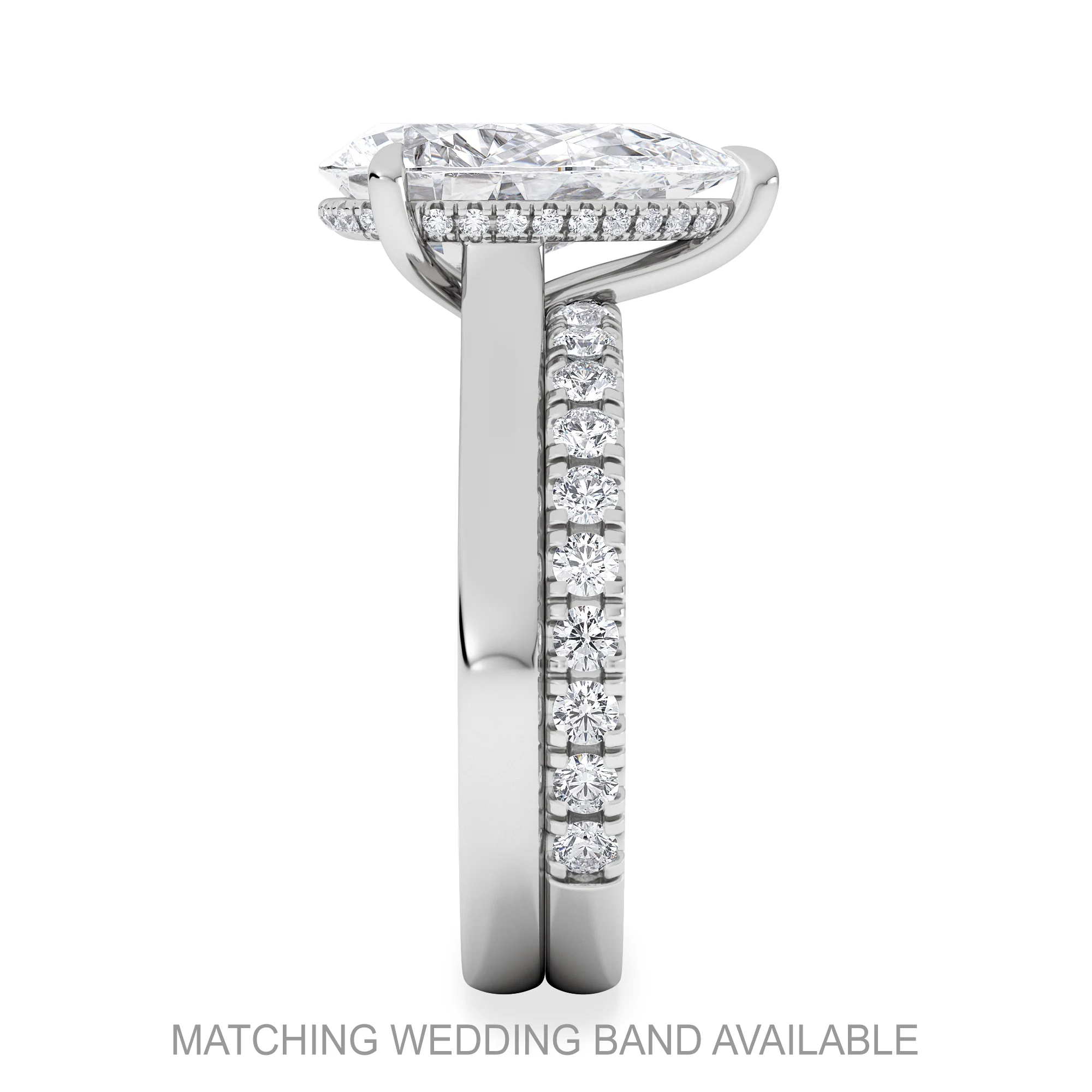 Amora Pear 3.11ct Hidden Halo Lab Diamond Engagement Ring G/VS Set in Platinum - Image 5
