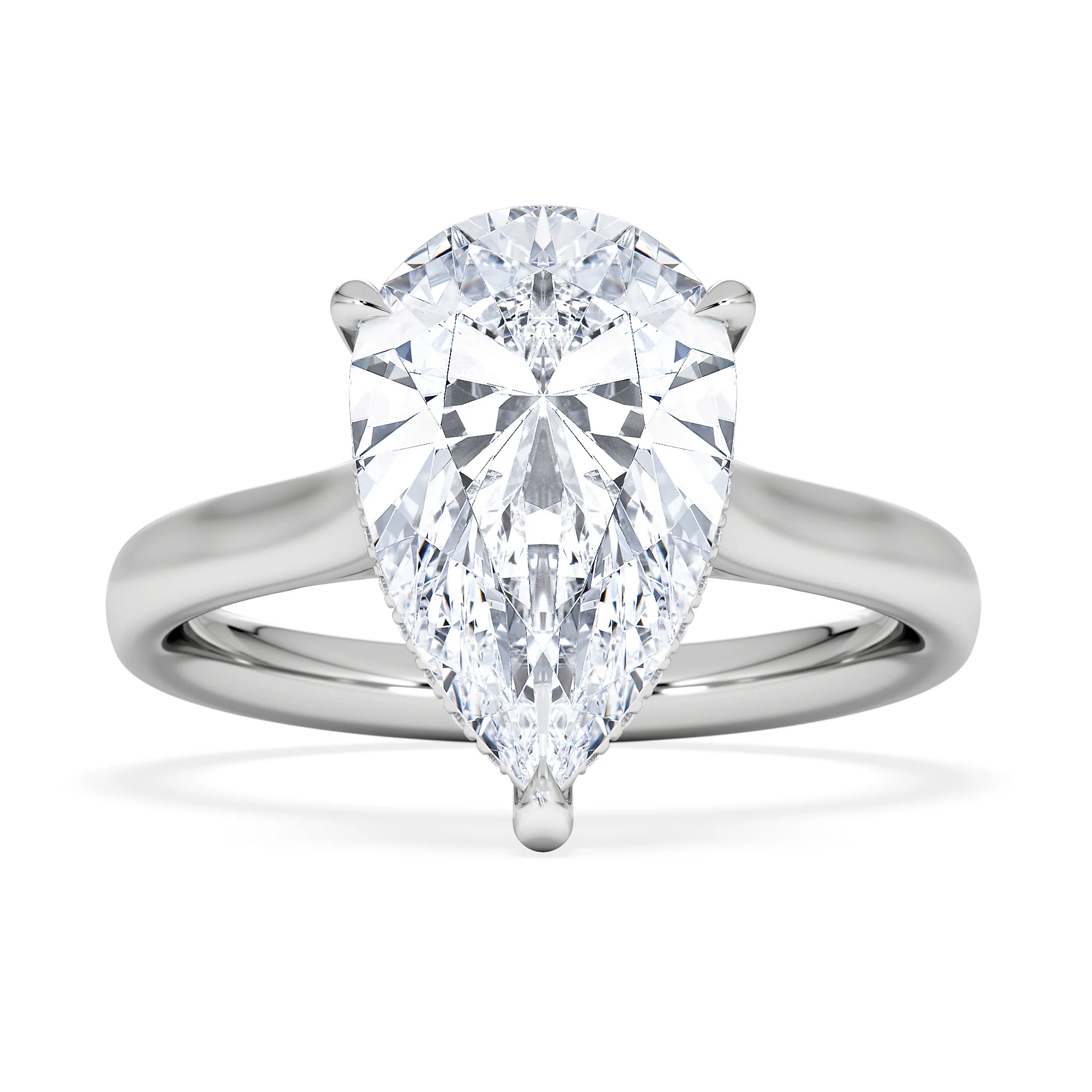 Amora Pear 3.11ct Hidden Halo Lab Diamond Engagement Ring G/VS Set in Platinum - Image 6