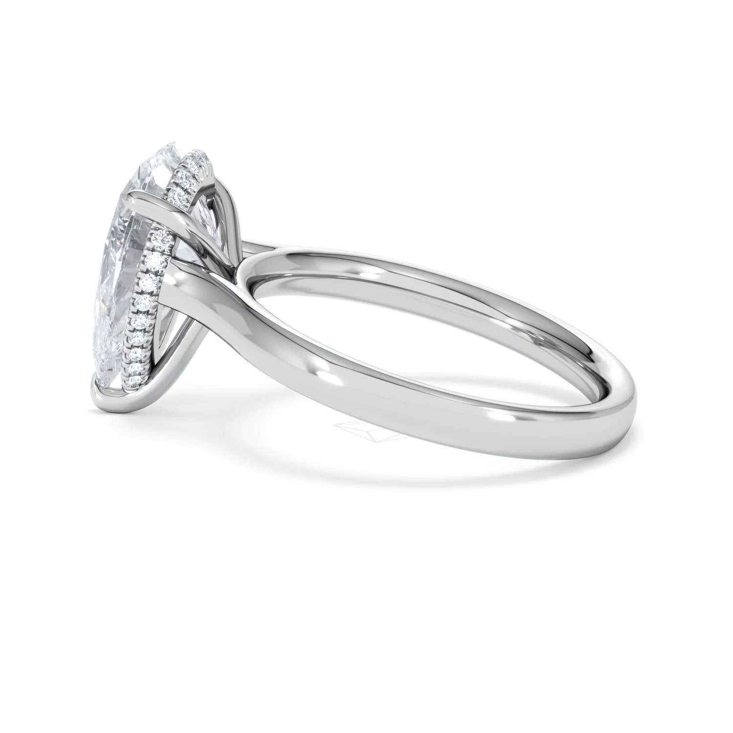 Amora Pear 3.11ct Hidden Halo Lab Diamond Engagement Ring G/VS Set in Platinum - Image 65