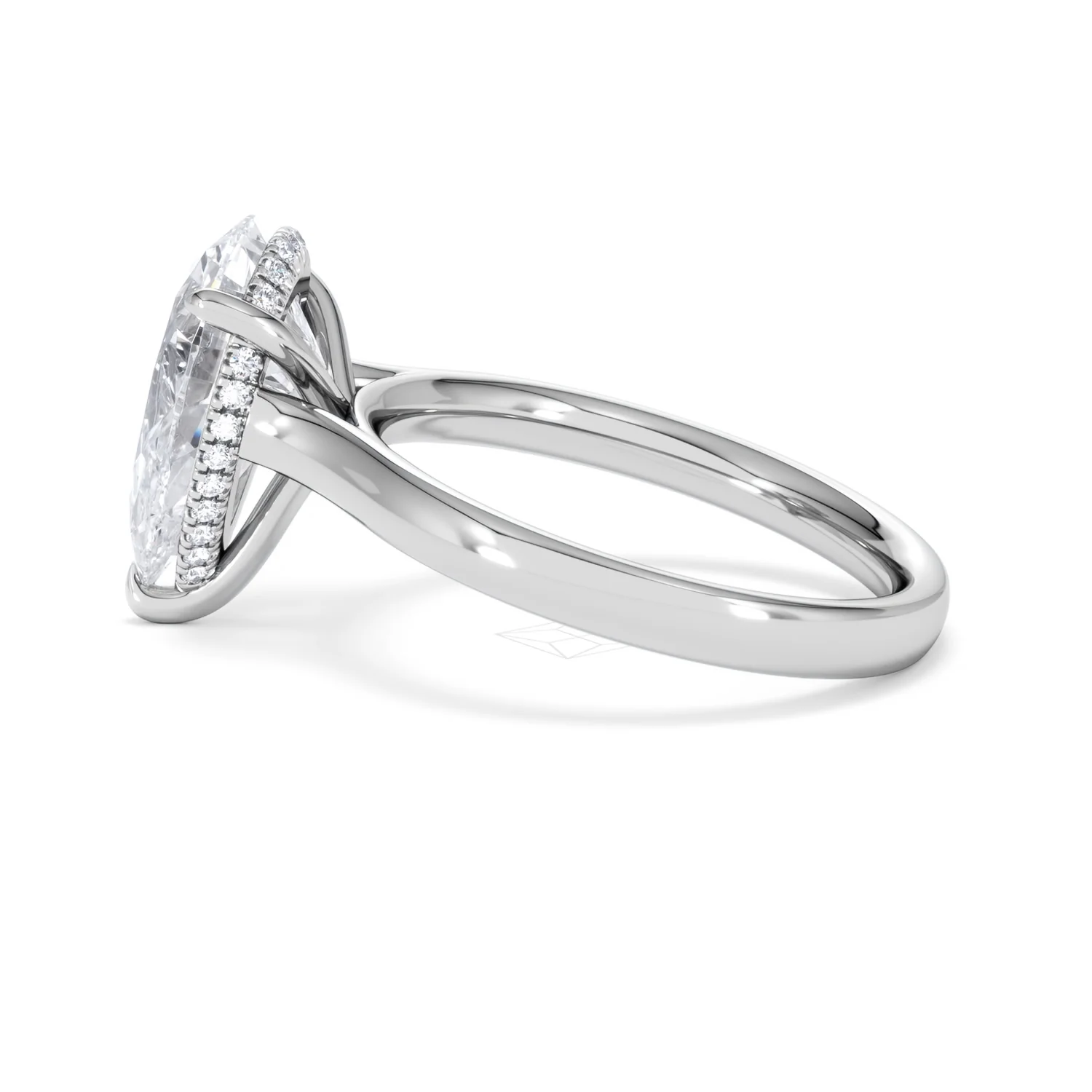 Amora Pear 3.11ct Hidden Halo Lab Diamond Engagement Ring G/VS Set in Platinum - Image 66