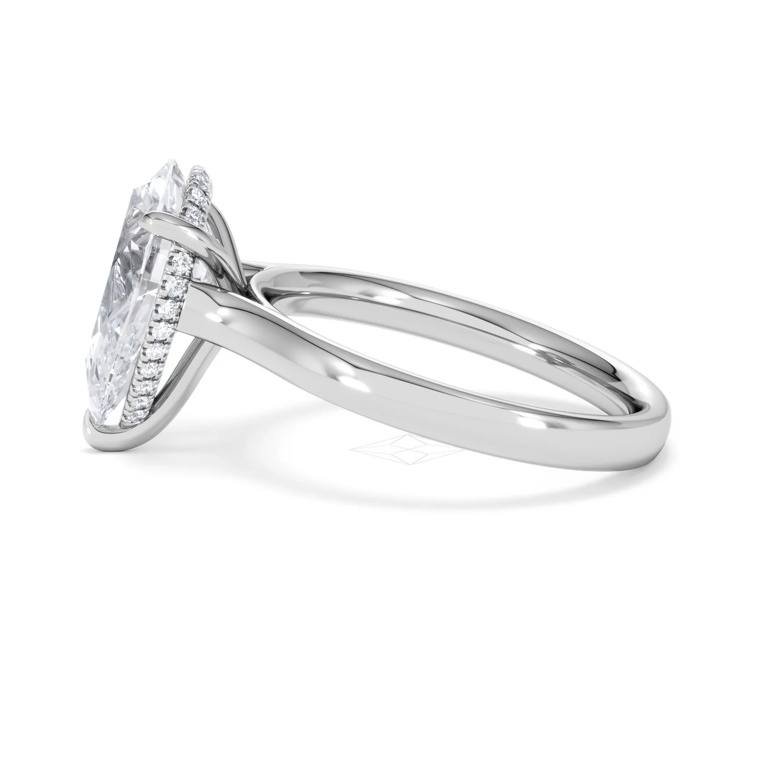 Amora Pear 3.11ct Hidden Halo Lab Diamond Engagement Ring G/VS Set in Platinum - Image 68