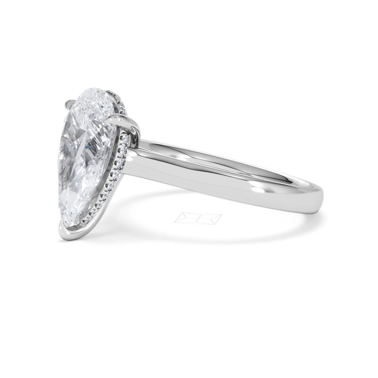 Amora Pear 3.11ct Hidden Halo Lab Diamond Engagement Ring G/VS Set in Platinum - Image 75
