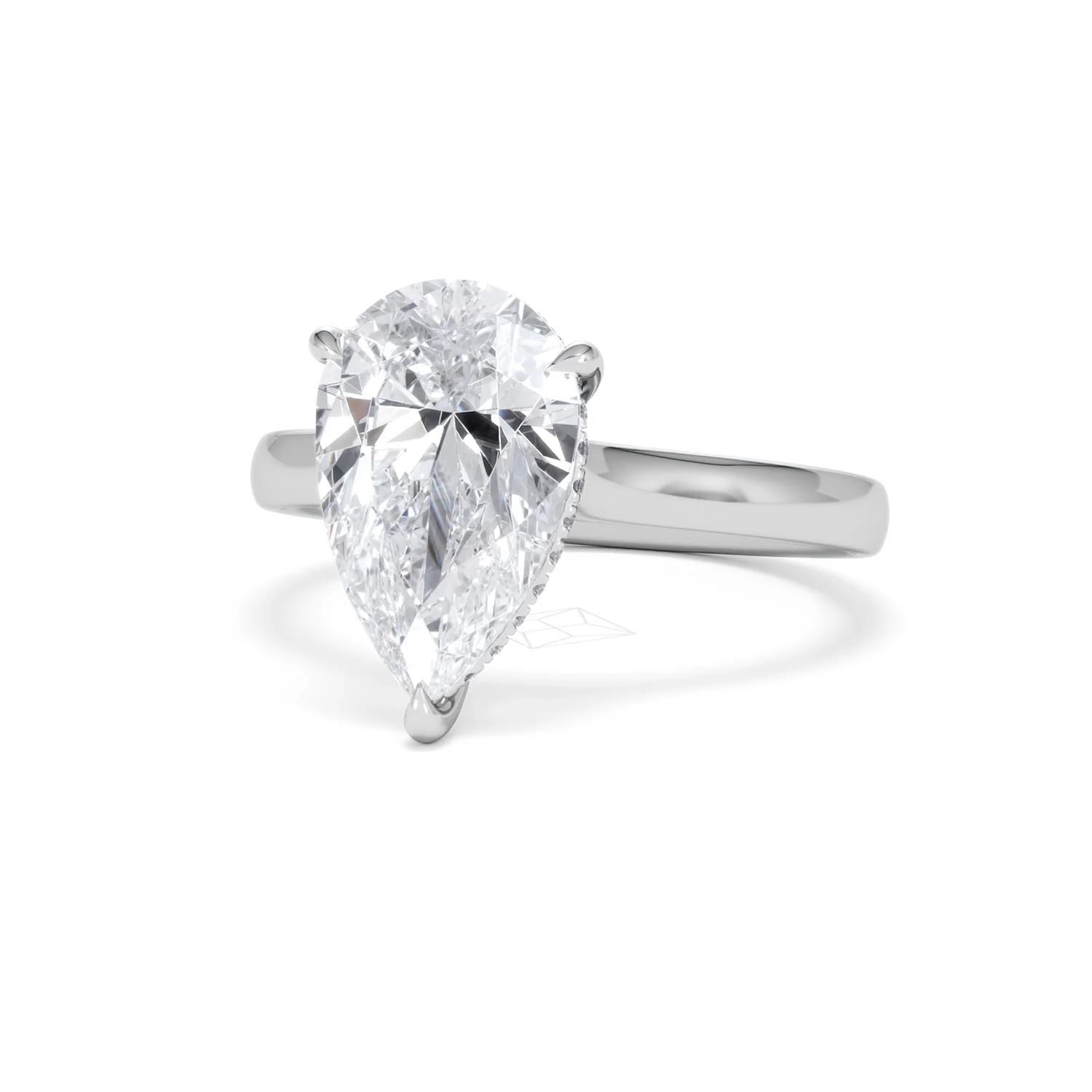Amora Pear 3.11ct Hidden Halo Lab Diamond Engagement Ring G/VS Set in Platinum - Image 84
