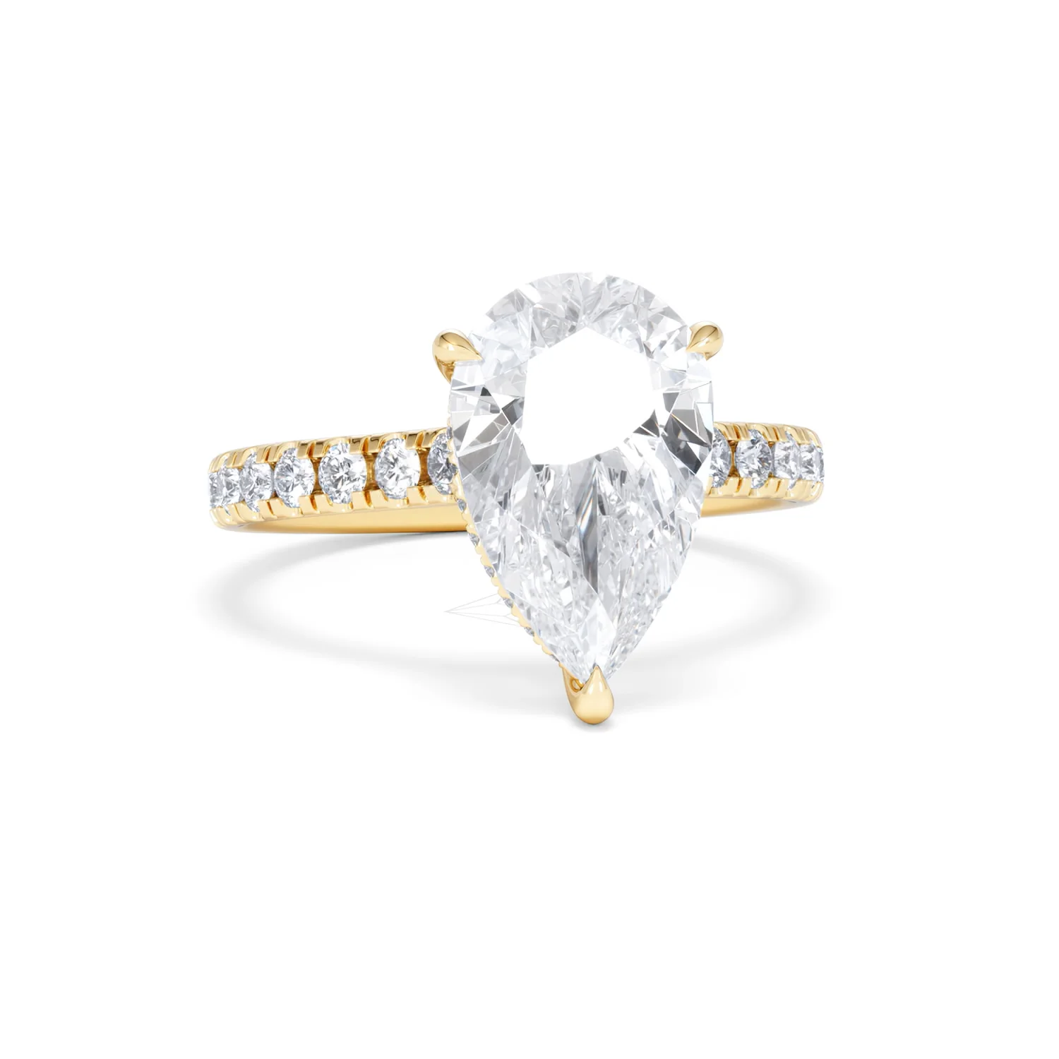 Amora Pear 3.36ct Hidden Halo Lab Diamond Engagement Ring With Side Stones Set in 18K Gold - Image 11