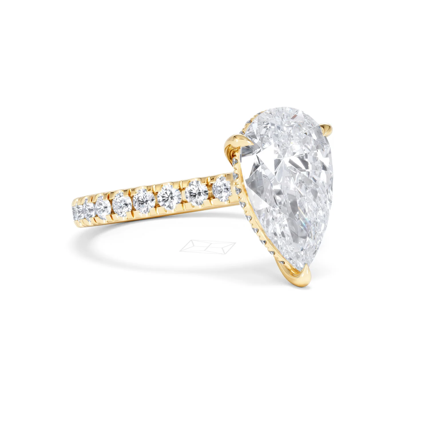 Amora Pear 3.36ct Hidden Halo Lab Diamond Engagement Ring With Side Stones Set in 18K Gold - Image 16