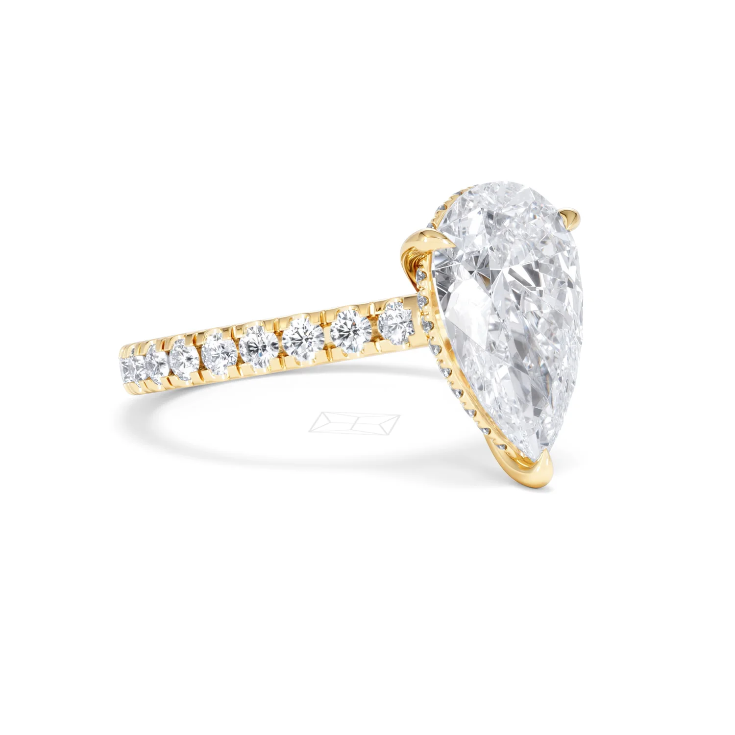 Amora Pear 3.36ct Hidden Halo Lab Diamond Engagement Ring With Side Stones Set in 18K Gold - Image 17