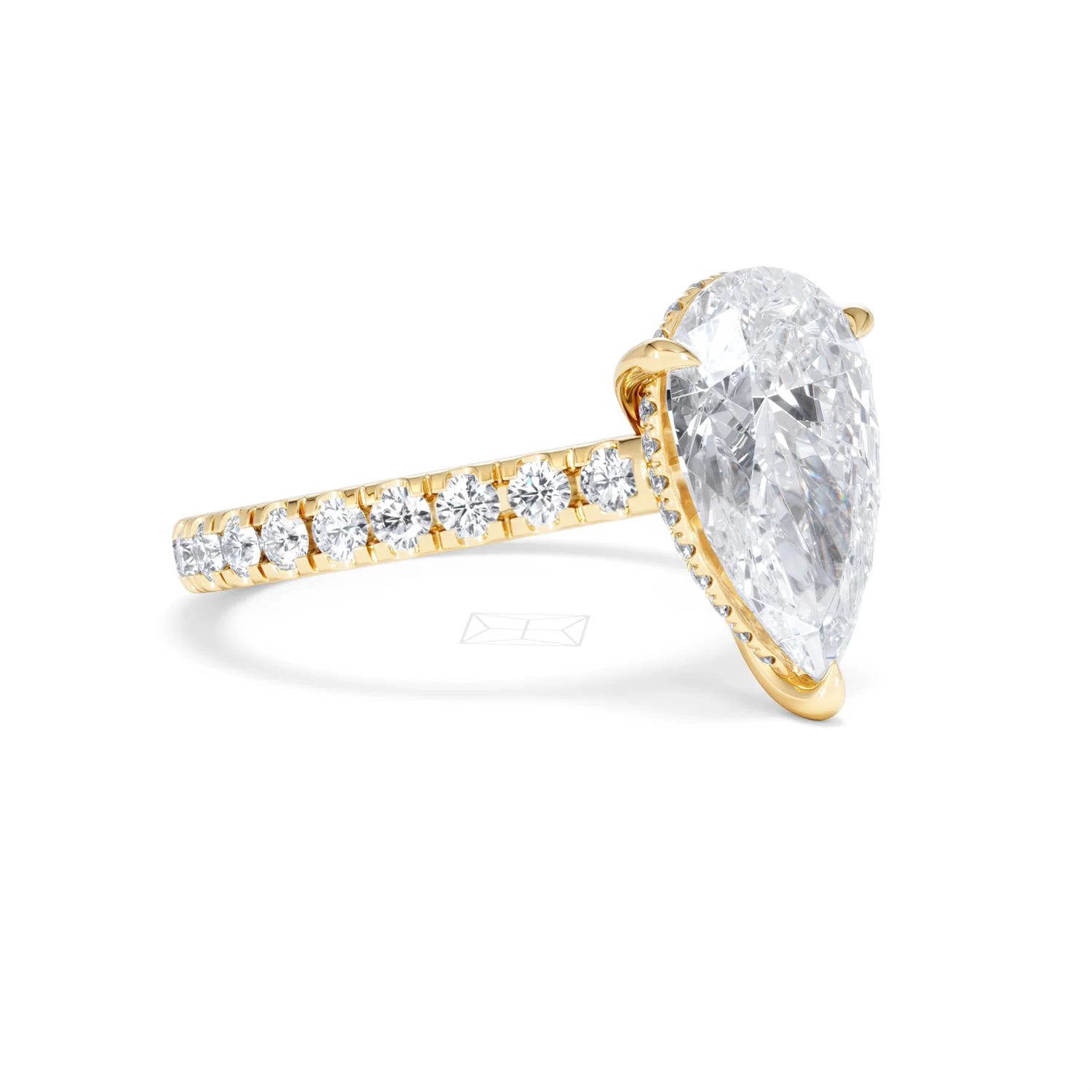 Amora Pear 3.36ct Hidden Halo Lab Diamond Engagement Ring With Side Stones Set in 18K Gold - Image 18