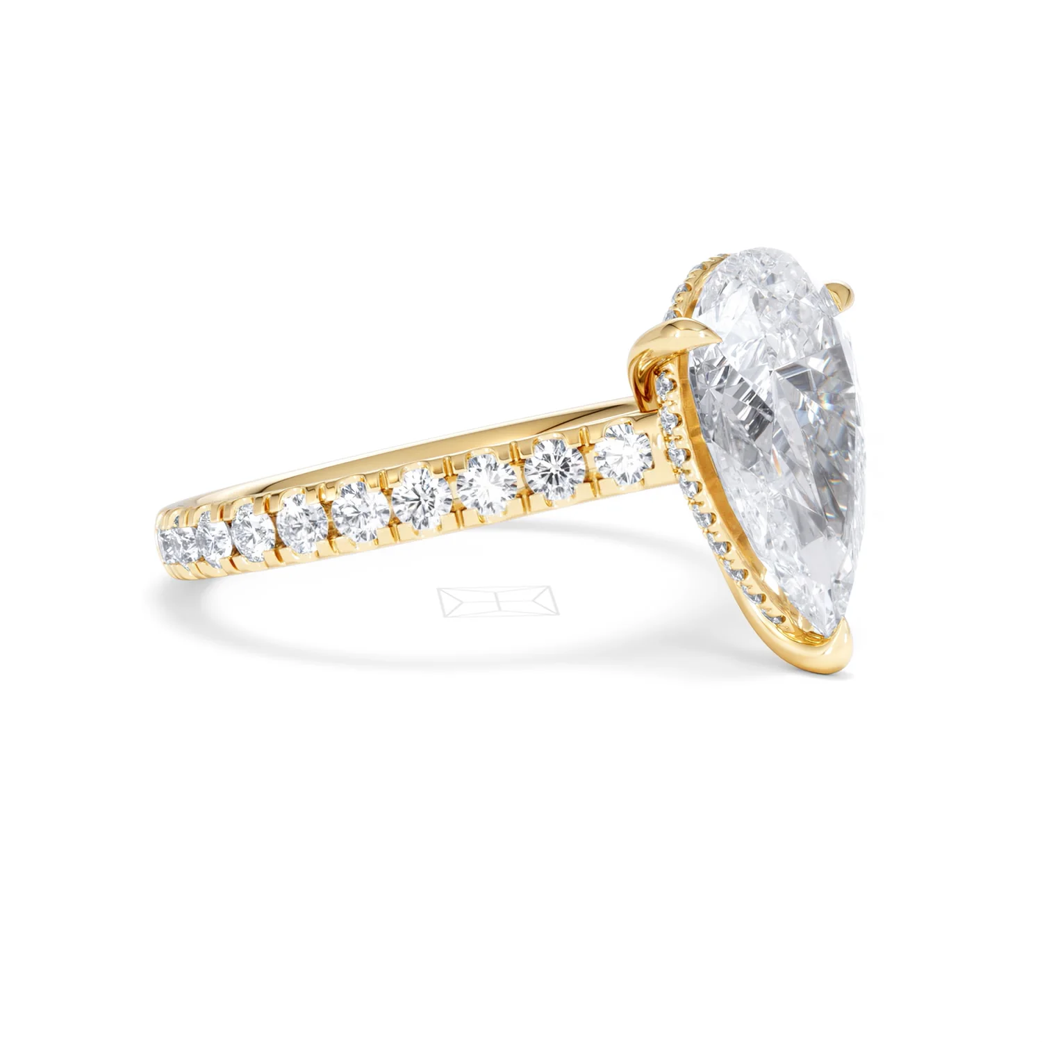 Amora Pear 3.36ct Hidden Halo Lab Diamond Engagement Ring With Side Stones Set in 18K Gold - Image 20