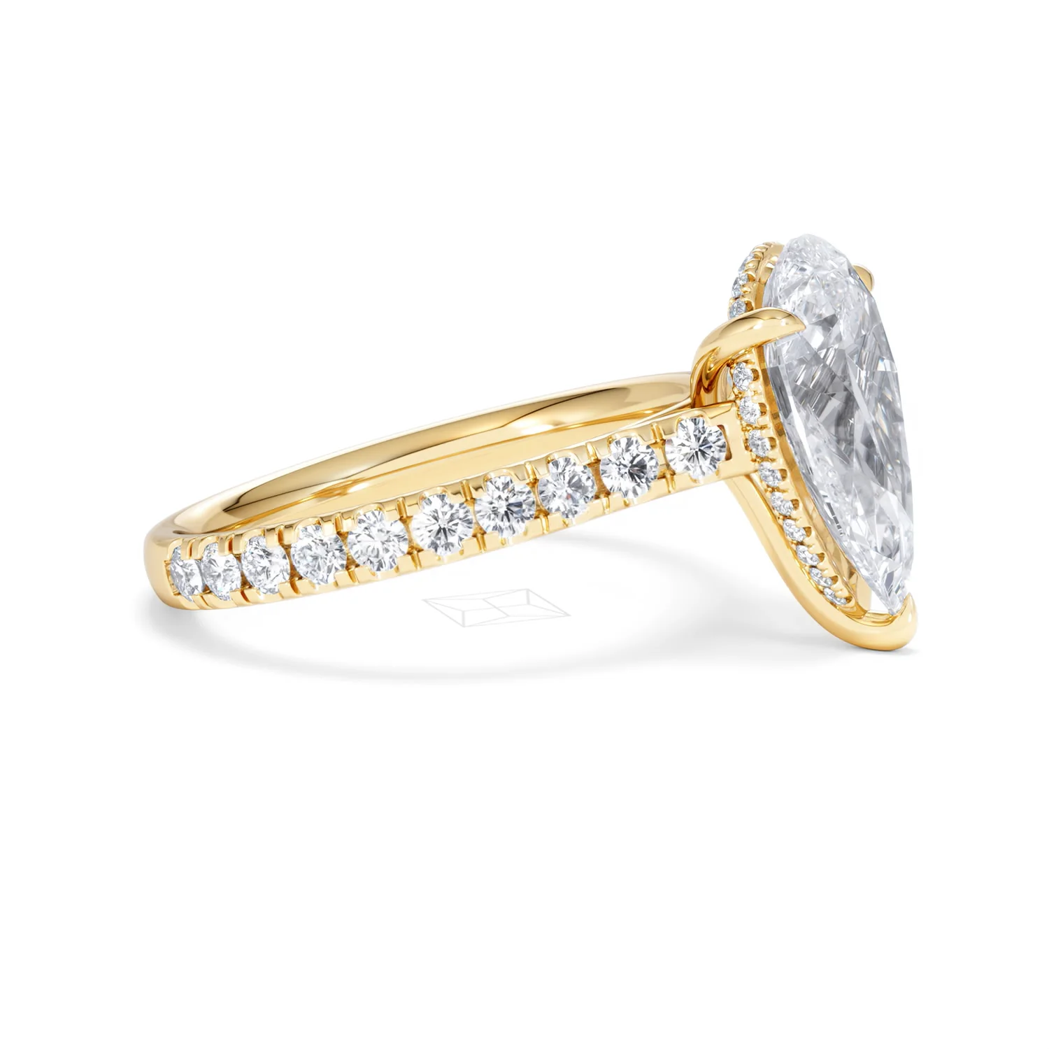 Amora Pear 3.36ct Hidden Halo Lab Diamond Engagement Ring With Side Stones Set in 18K Gold - Image 24