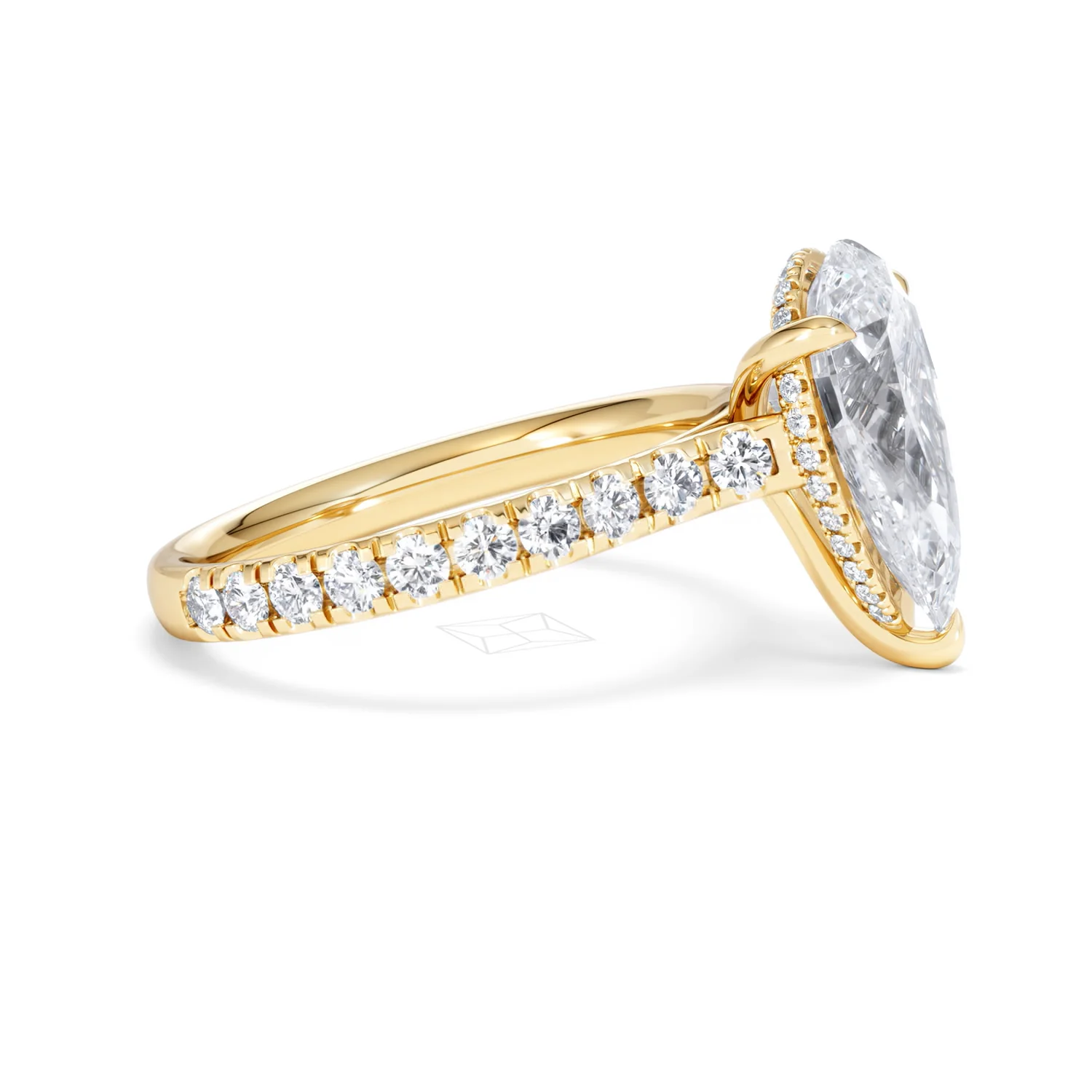 Amora Pear 3.36ct Hidden Halo Lab Diamond Engagement Ring With Side Stones Set in 18K Gold - Image 25