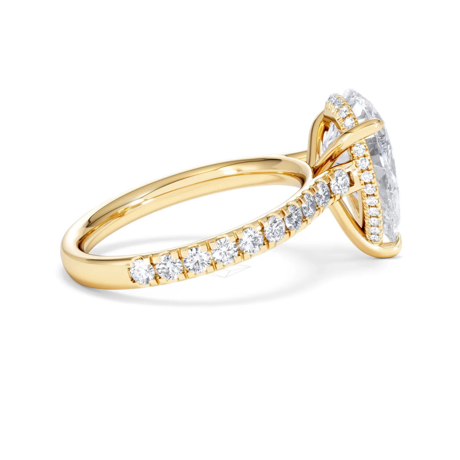 Amora Pear 3.36ct Hidden Halo Lab Diamond Engagement Ring With Side Stones Set in 18K Gold - Image 32