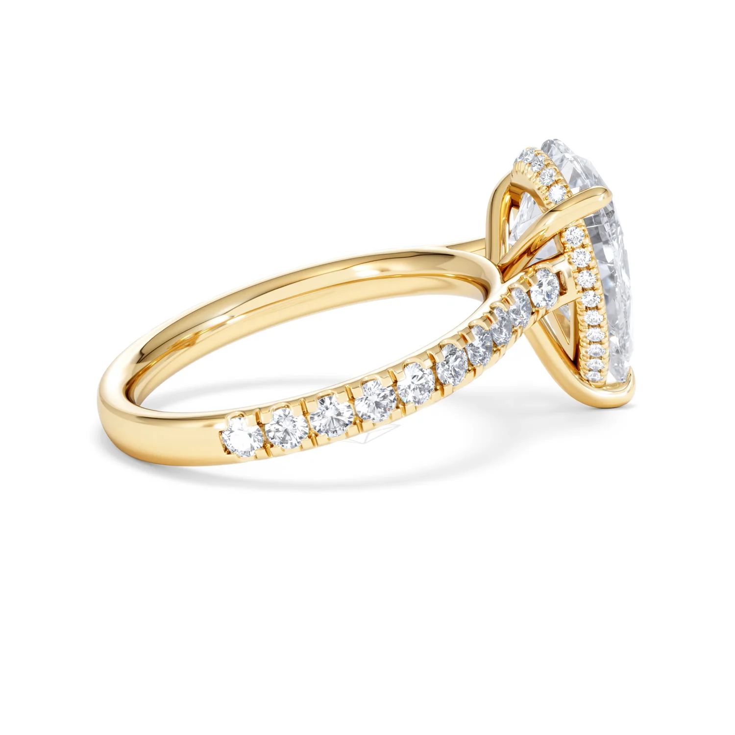 Amora Pear 3.36ct Hidden Halo Lab Diamond Engagement Ring With Side Stones Set in 18K Gold - Image 33