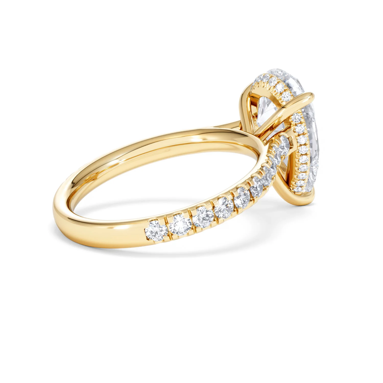 Amora Pear 3.36ct Hidden Halo Lab Diamond Engagement Ring With Side Stones Set in 18K Gold - Image 36