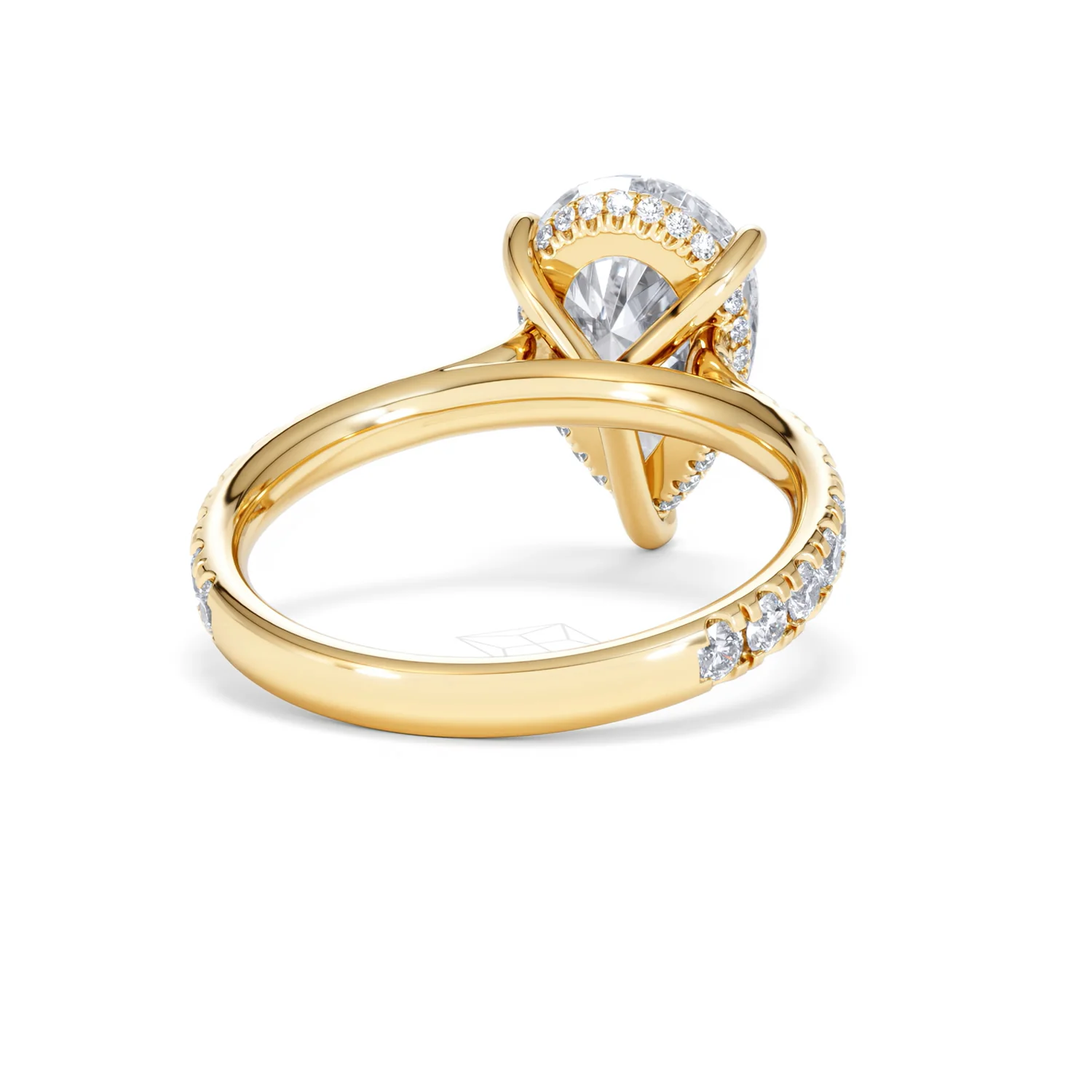 Amora Pear 3.36ct Hidden Halo Lab Diamond Engagement Ring With Side Stones Set in 18K Gold - Image 45