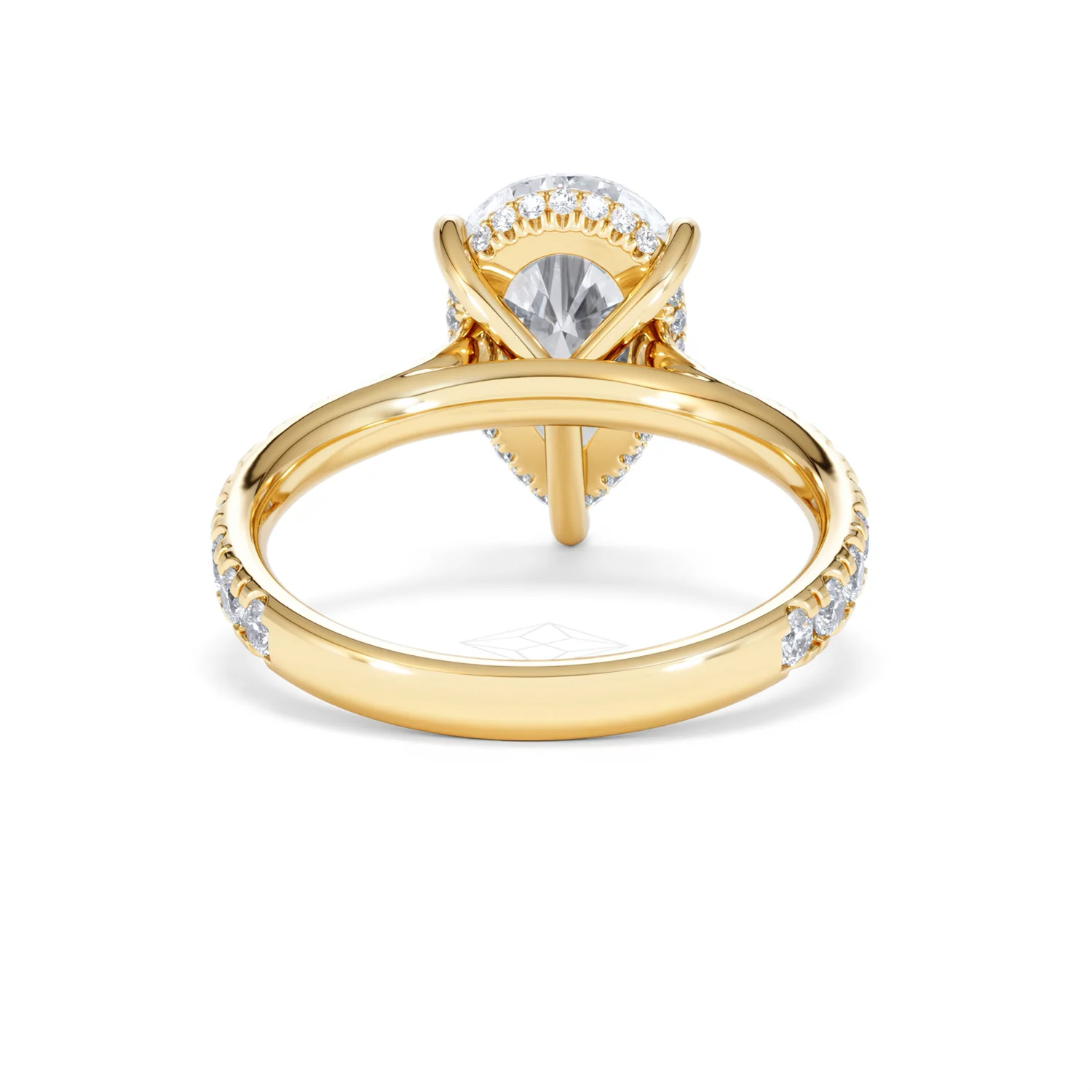 Amora Pear 3.36ct Hidden Halo Lab Diamond Engagement Ring With Side Stones Set in 18K Gold - Image 48