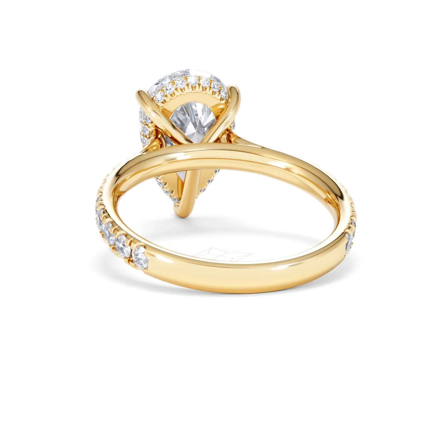 Amora Pear 3.36ct Hidden Halo Lab Diamond Engagement Ring With Side Stones Set in 18K Gold - Image 52