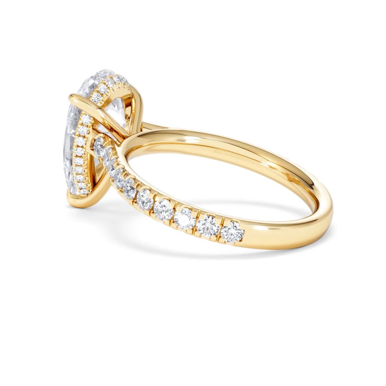 Amora Pear 3.36ct Hidden Halo Lab Diamond Engagement Ring With Side Stones Set in 18K Gold - Image 62