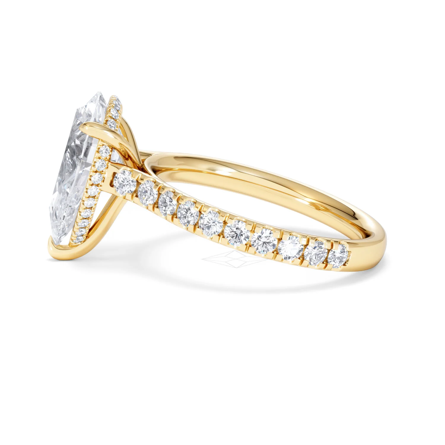 Amora Pear 3.36ct Hidden Halo Lab Diamond Engagement Ring With Side Stones Set in 18K Gold - Image 69