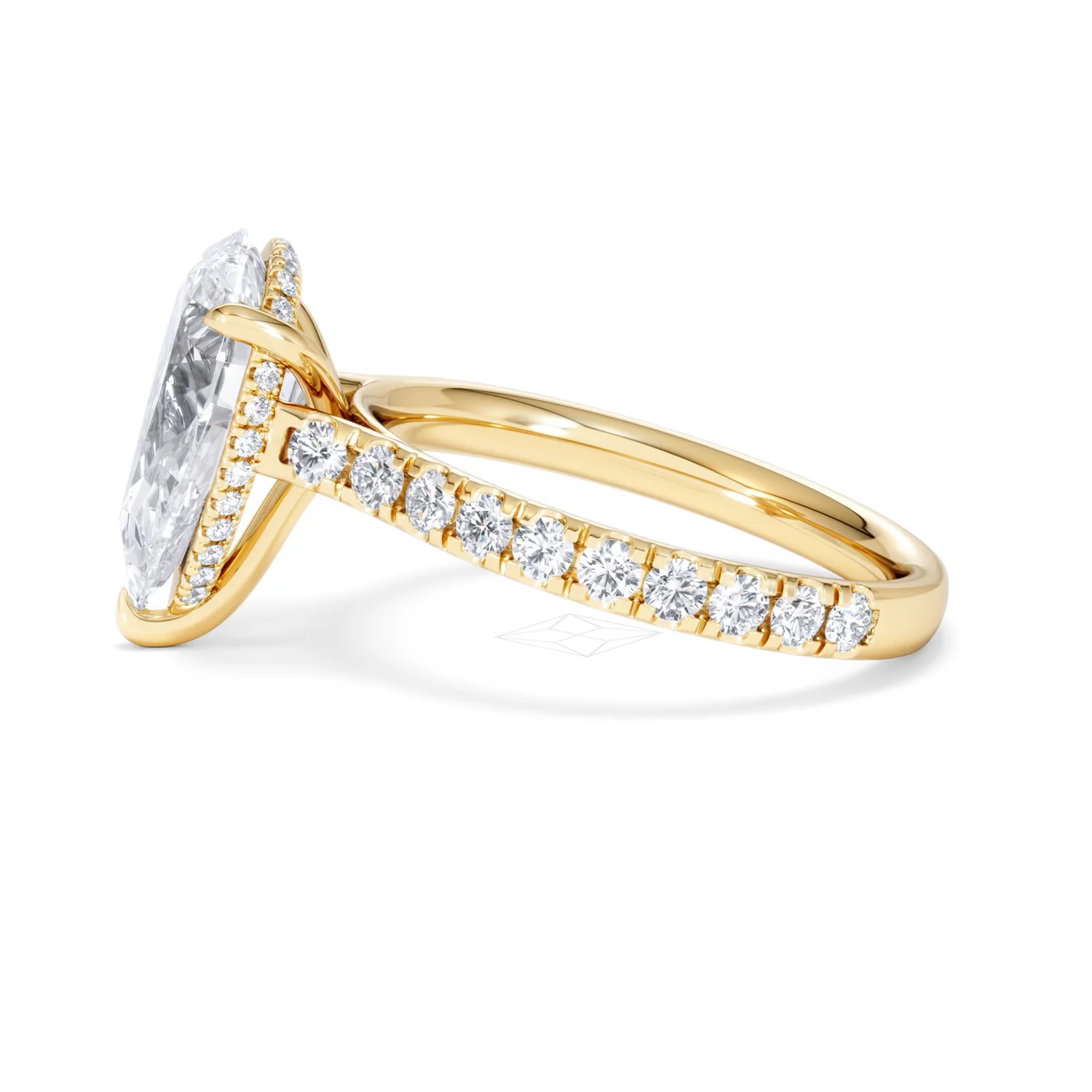 Amora Pear 3.36ct Hidden Halo Lab Diamond Engagement Ring With Side Stones Set in 18K Gold - Image 70