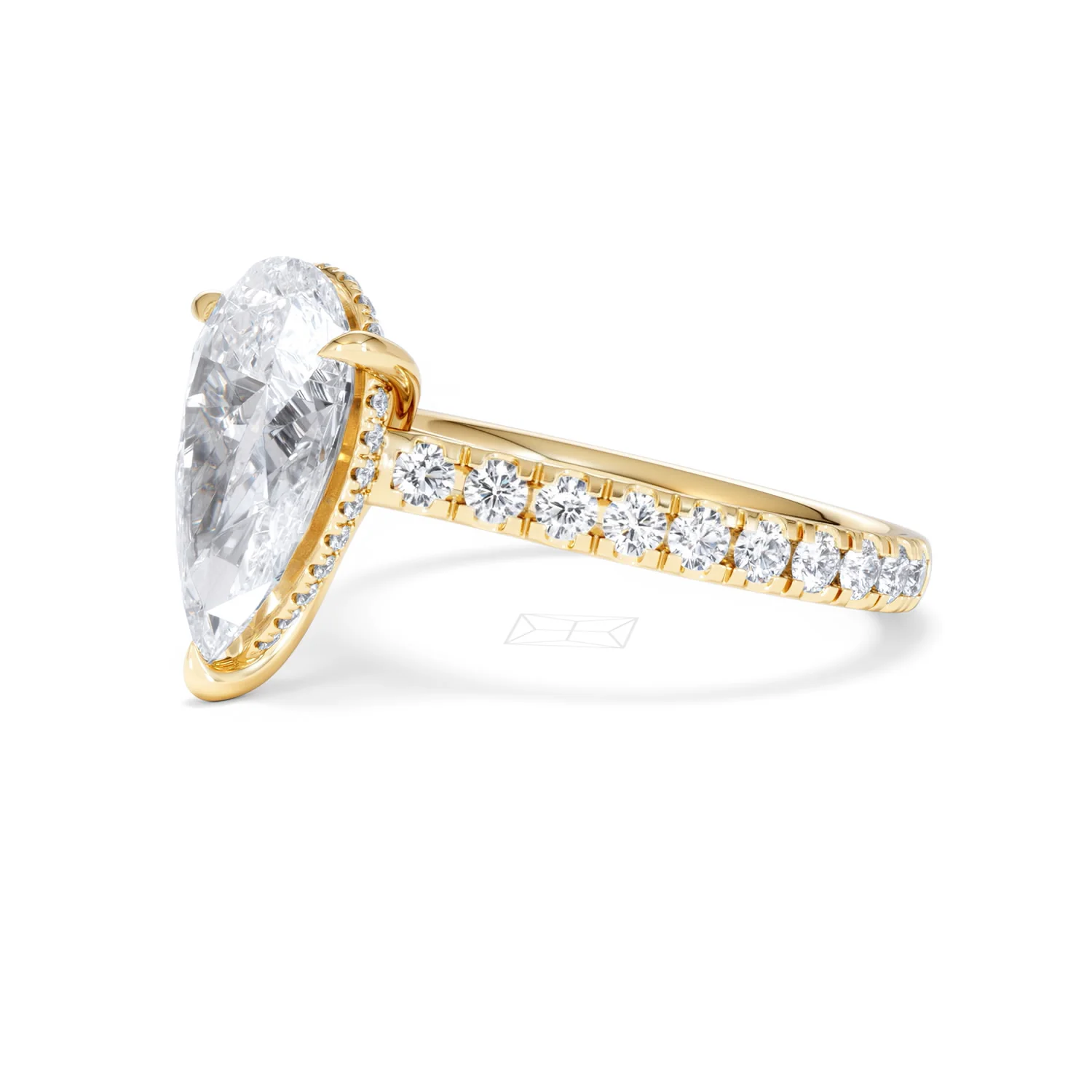 Amora Pear 3.36ct Hidden Halo Lab Diamond Engagement Ring With Side Stones Set in 18K Gold - Image 77