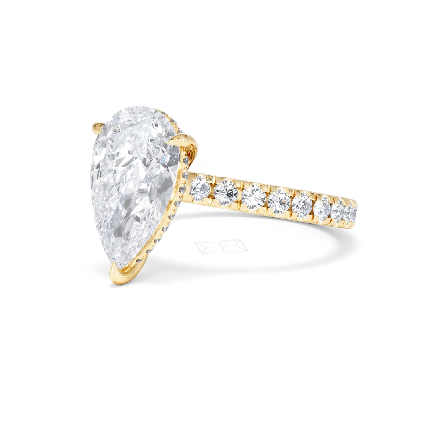 Amora Pear 3.36ct Hidden Halo Lab Diamond Engagement Ring With Side Stones Set in 18K Gold - Image 81