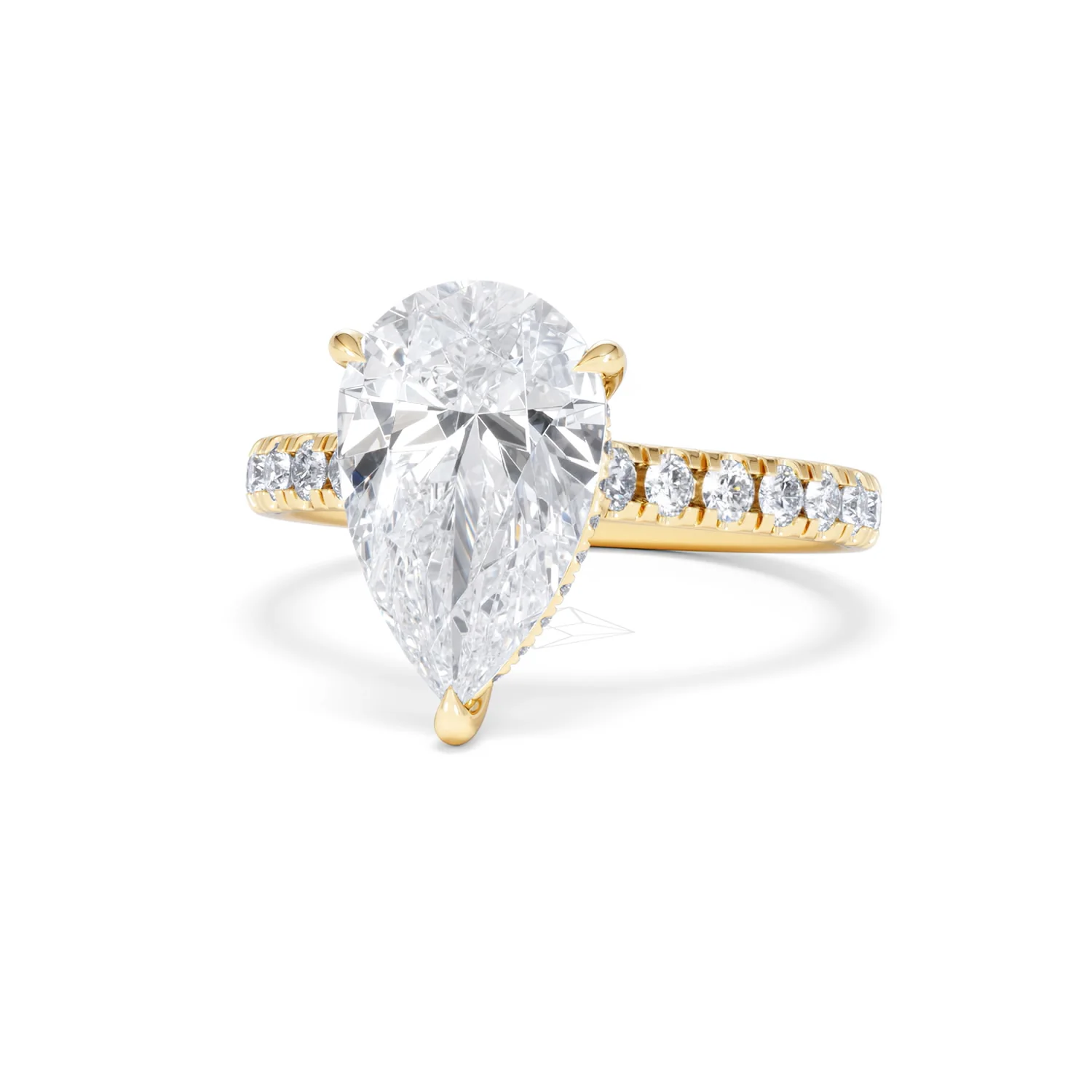 Amora Pear 3.36ct Hidden Halo Lab Diamond Engagement Ring With Side Stones Set in 18K Gold - Image 86