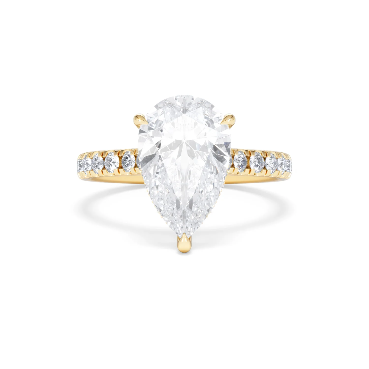 Amora Pear 3.36ct Hidden Halo Lab Diamond Engagement Ring With Side Stones Set in 18K Gold - Image 9