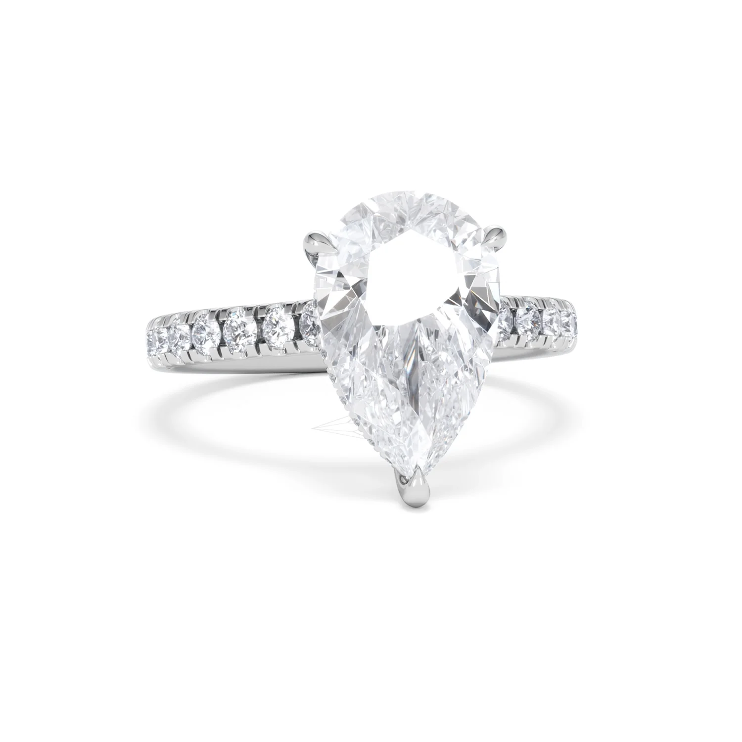 Amora Pear 3.36ct Hidden Halo Lab Diamond Engagement Ring With Side Stones Set in 18K Platinum - Image 10