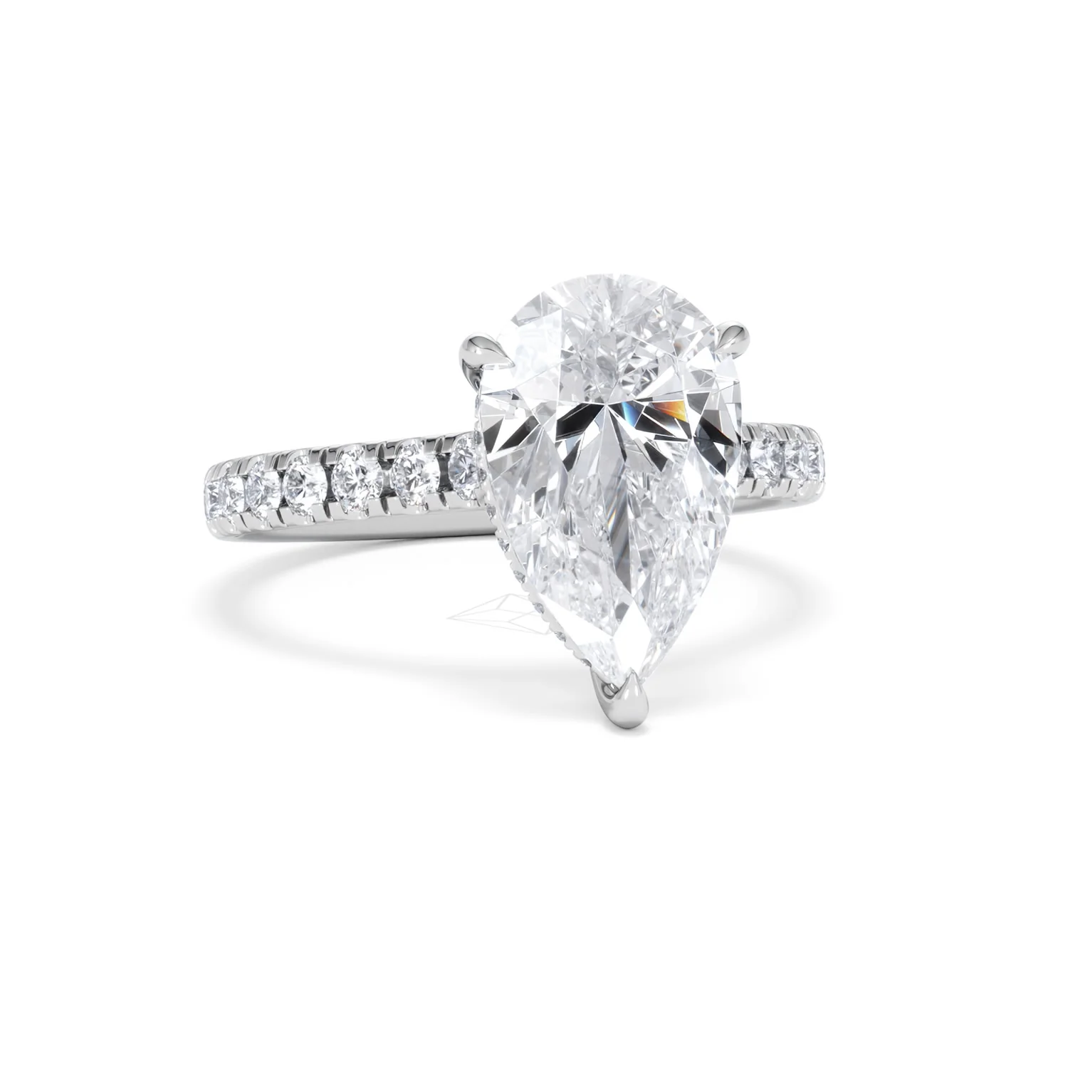 Amora Pear 3.36ct Hidden Halo Lab Diamond Engagement Ring With Side Stones Set in 18K Platinum - Image 11