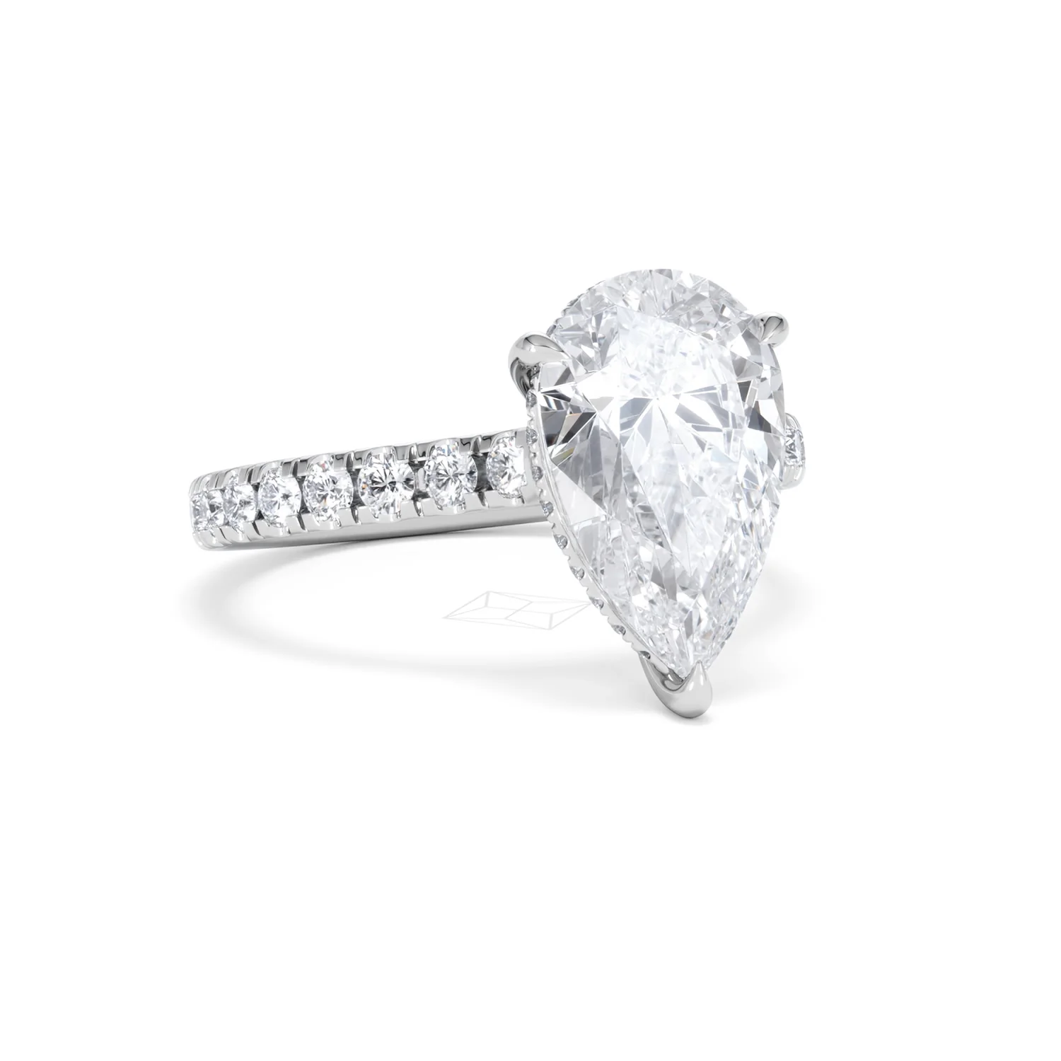 Amora Pear 3.36ct Hidden Halo Lab Diamond Engagement Ring With Side Stones Set in 18K Platinum - Image 13