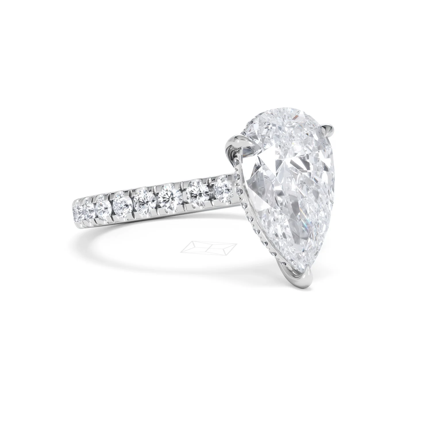 Amora Pear 3.36ct Hidden Halo Lab Diamond Engagement Ring With Side Stones Set in 18K Platinum - Image 15