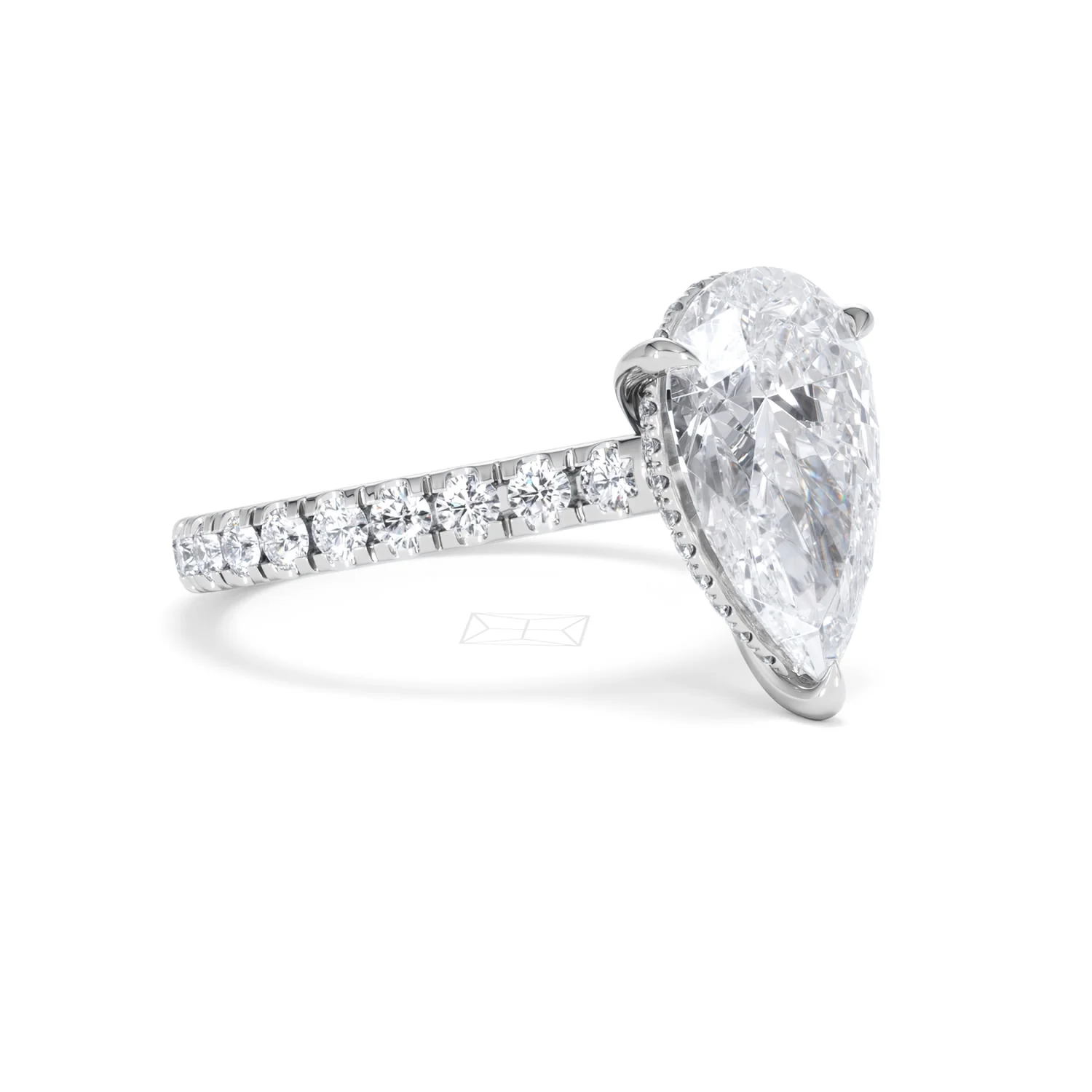 Amora Pear 3.36ct Hidden Halo Lab Diamond Engagement Ring With Side Stones Set in 18K Platinum - Image 17