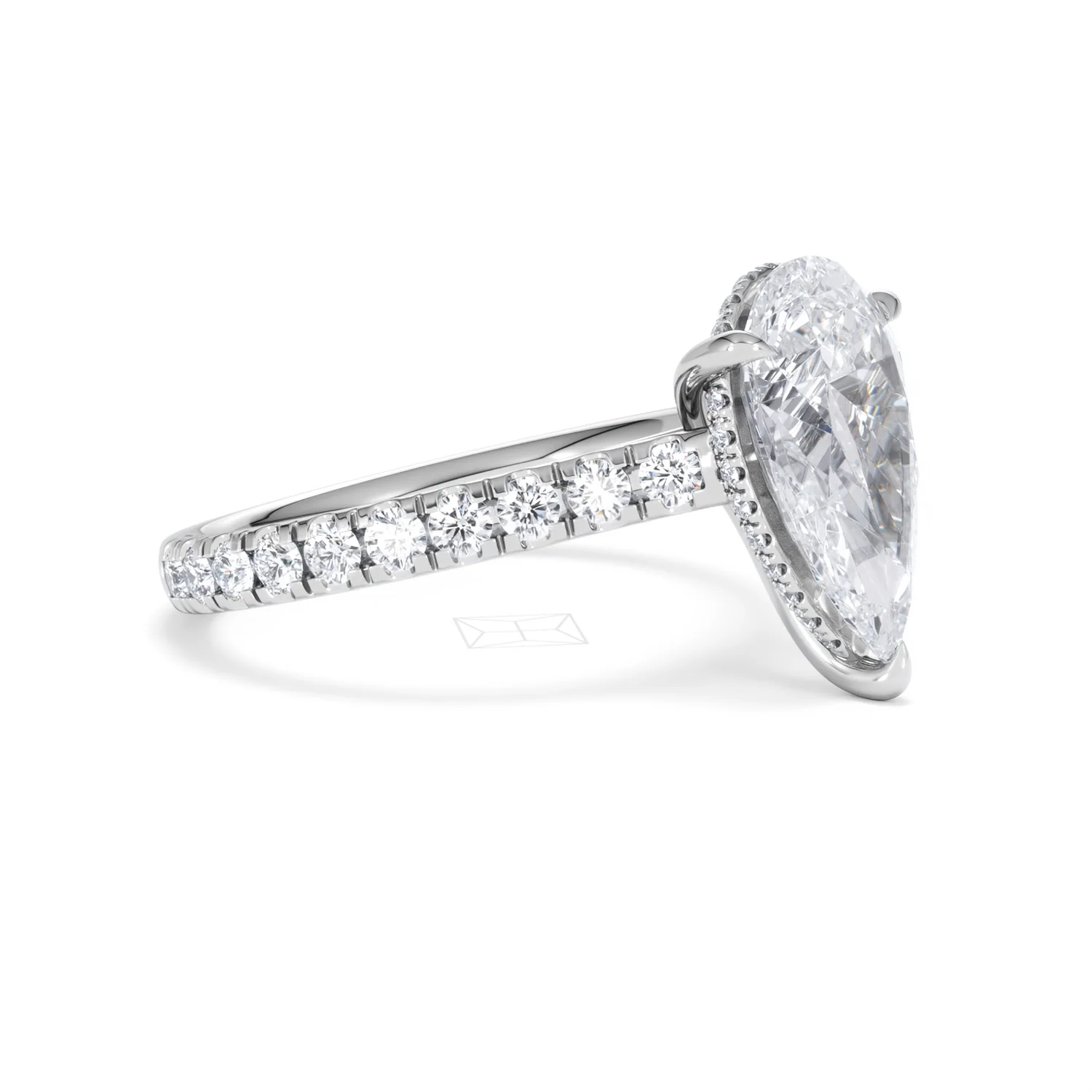 Amora Pear 3.36ct Hidden Halo Lab Diamond Engagement Ring With Side Stones Set in 18K Platinum - Image 20