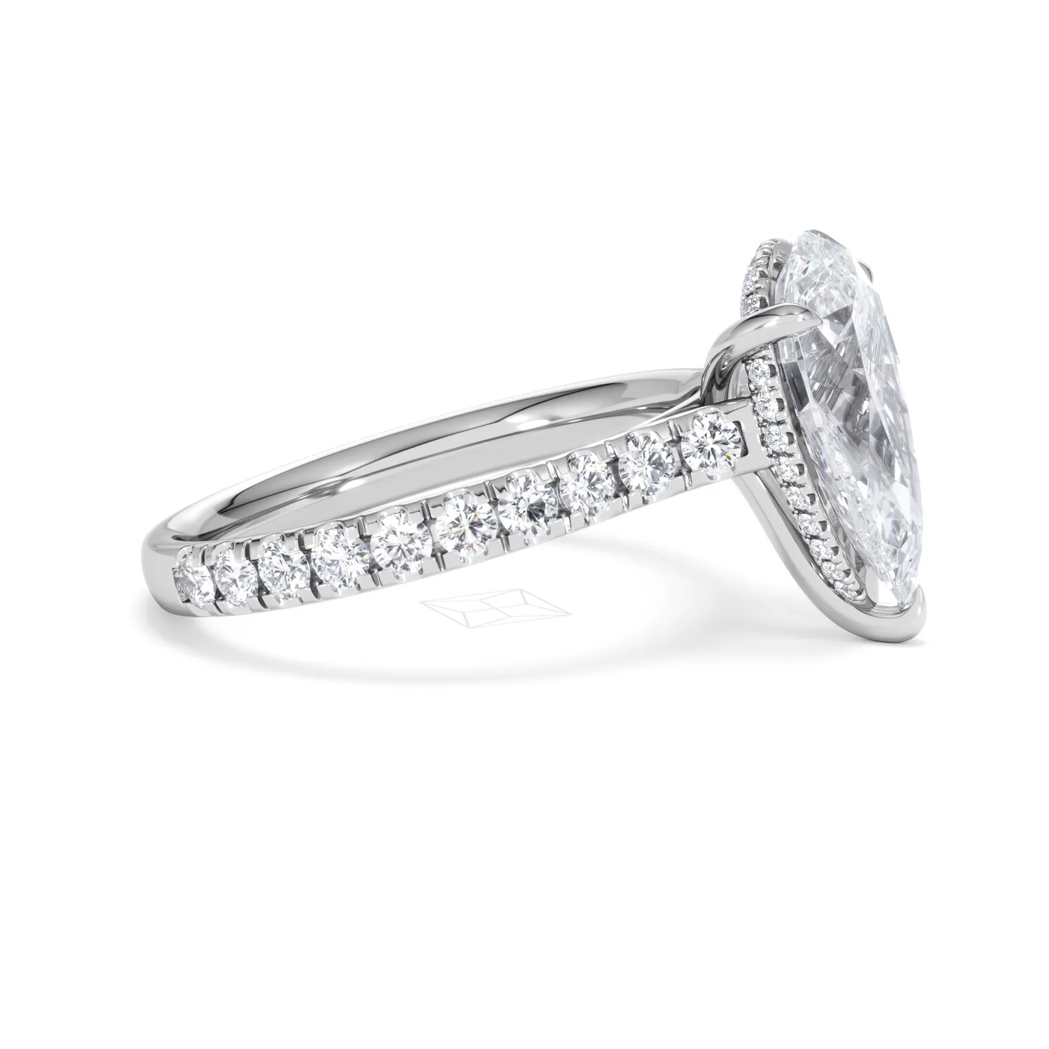 Amora Pear 3.36ct Hidden Halo Lab Diamond Engagement Ring With Side Stones Set in 18K Platinum - Image 24