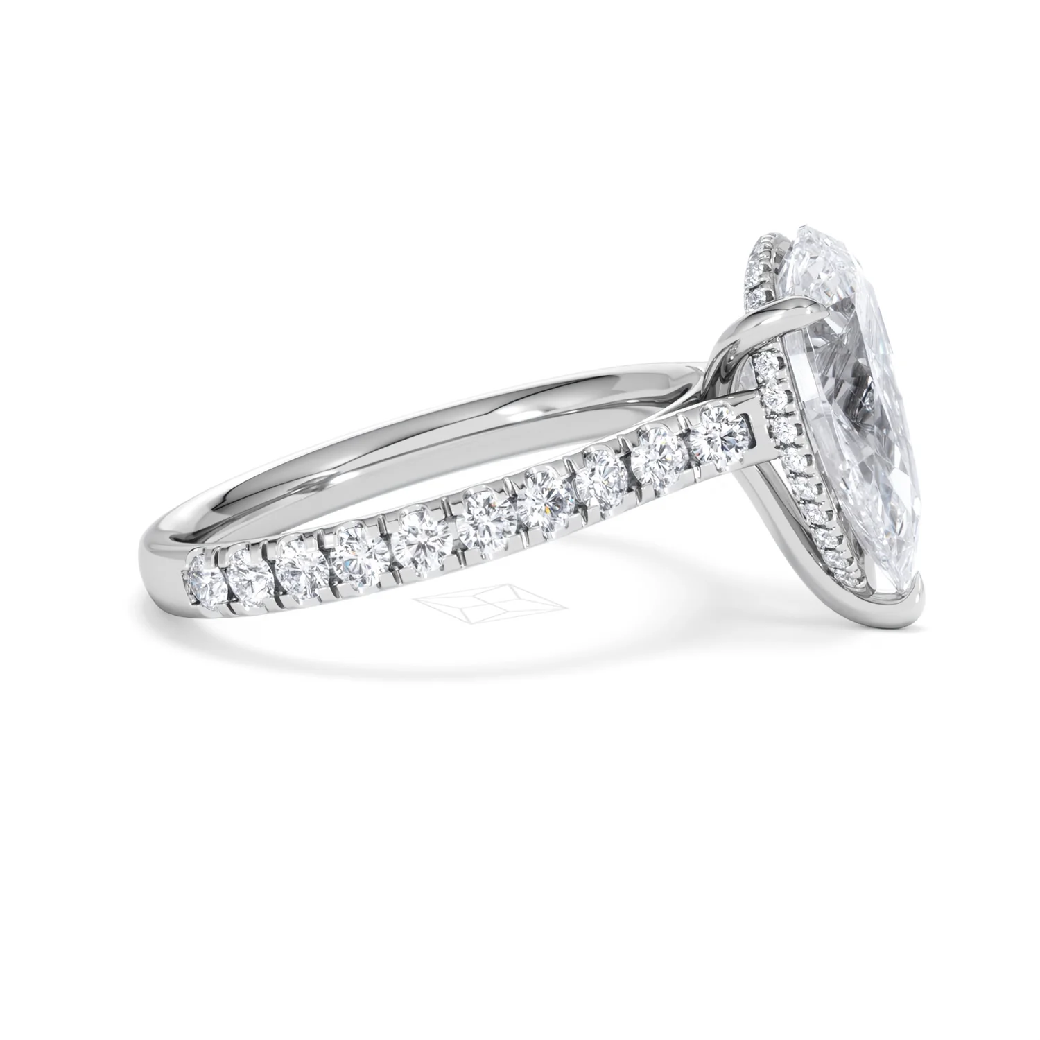 Amora Pear 3.36ct Hidden Halo Lab Diamond Engagement Ring With Side Stones Set in 18K Platinum - Image 25