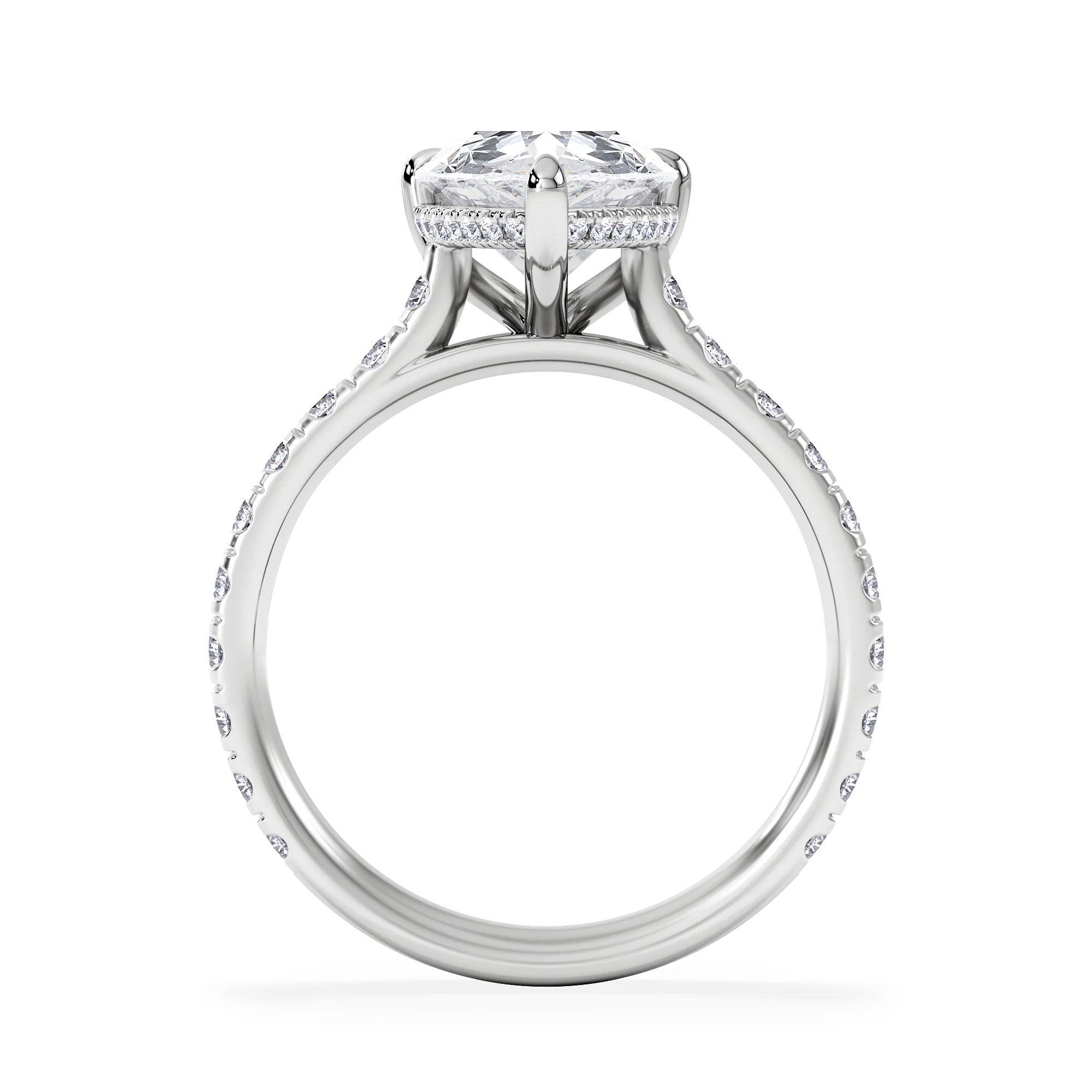 Amora Pear 3.36ct Hidden Halo Lab Diamond Engagement Ring With Side Stones Set in 18K Platinum - Image 3