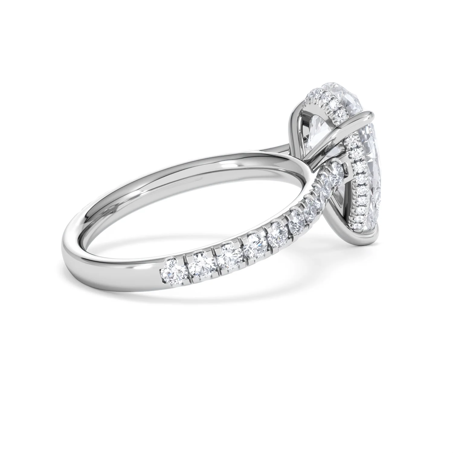 Amora Pear 3.36ct Hidden Halo Lab Diamond Engagement Ring With Side Stones Set in 18K Platinum - Image 34