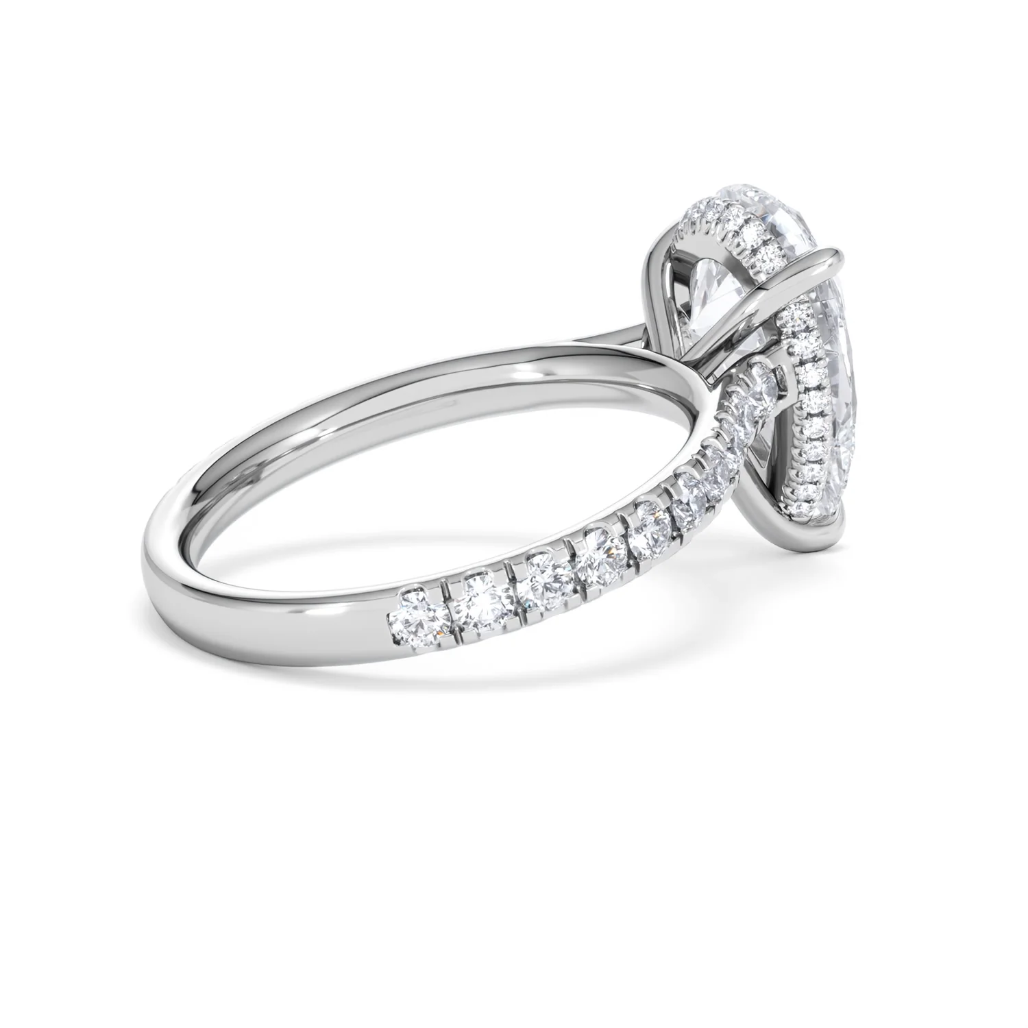 Amora Pear 3.36ct Hidden Halo Lab Diamond Engagement Ring With Side Stones Set in 18K Platinum - Image 35