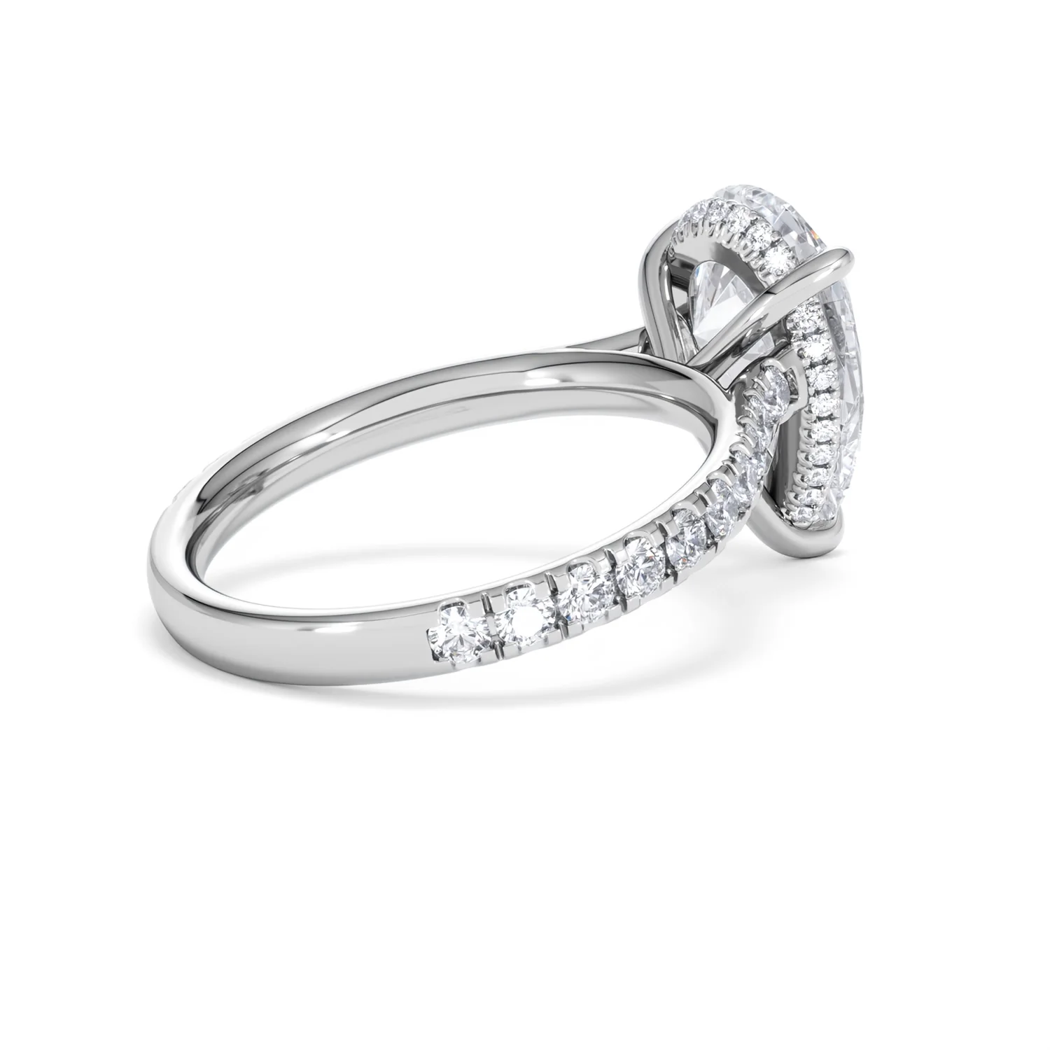 Amora Pear 3.36ct Hidden Halo Lab Diamond Engagement Ring With Side Stones Set in 18K Platinum - Image 36