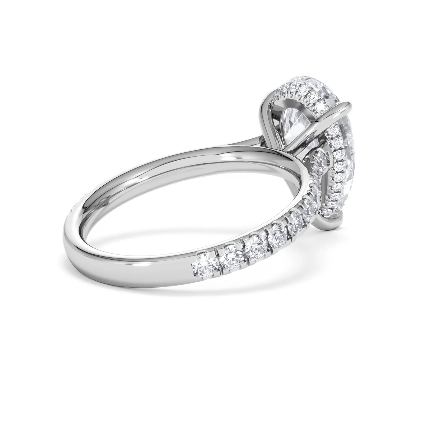 Amora Pear 3.36ct Hidden Halo Lab Diamond Engagement Ring With Side Stones Set in 18K Platinum - Image 37